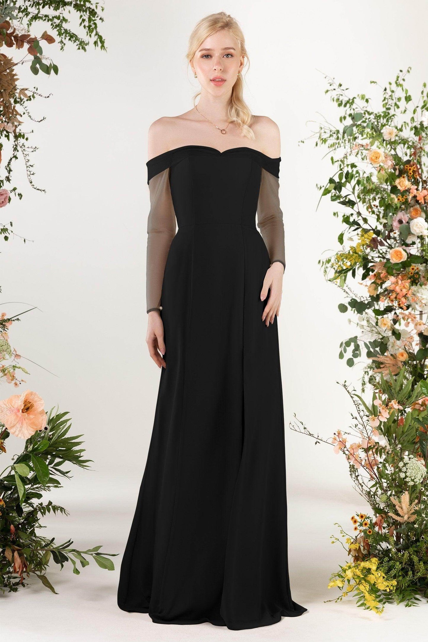 Trumpet Sweep-Brush Train Chiffon Bridesmaid Dress CB0480 - COCOMELODY