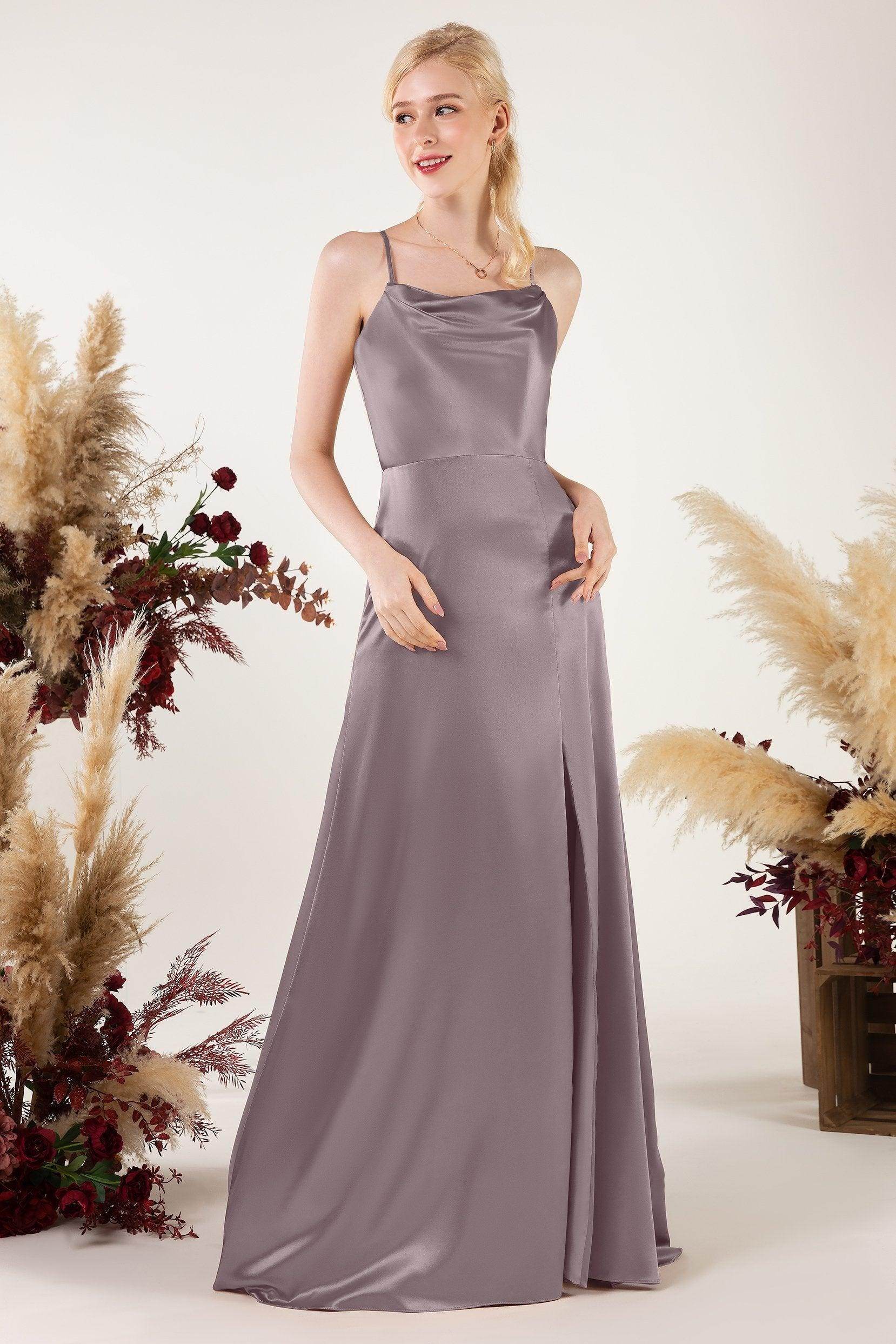 Sheath Sweep Luxe Satin Bridesmaid Dress Formal Dresses CB0498 - COCOMELODY