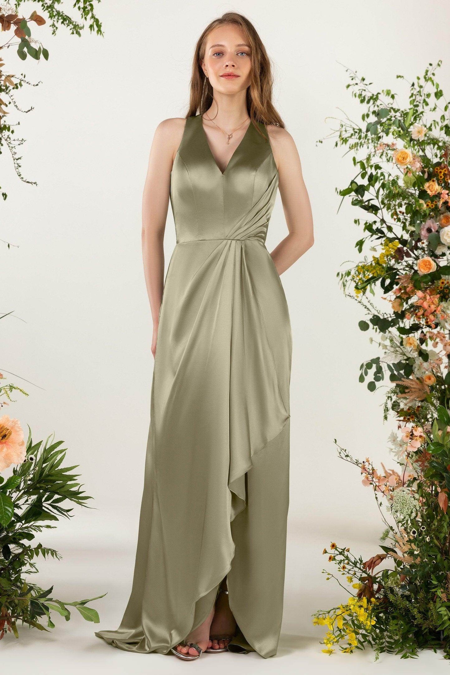 Sheath Sweep Luxe Satin Bridesmaid Dress Formal Dresses CB0499 - COCOMELODY