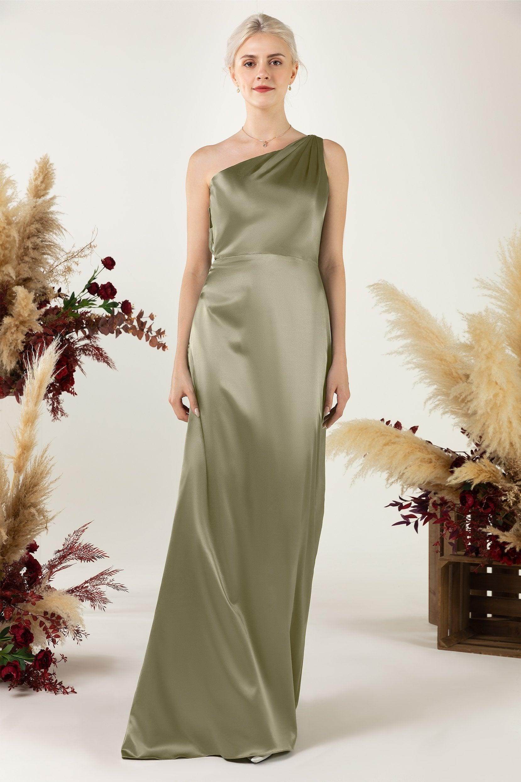 Sheath Sweep Luxe Satin Bridesmaid Dress Formal Dresses CB0503 - COCOMELODY