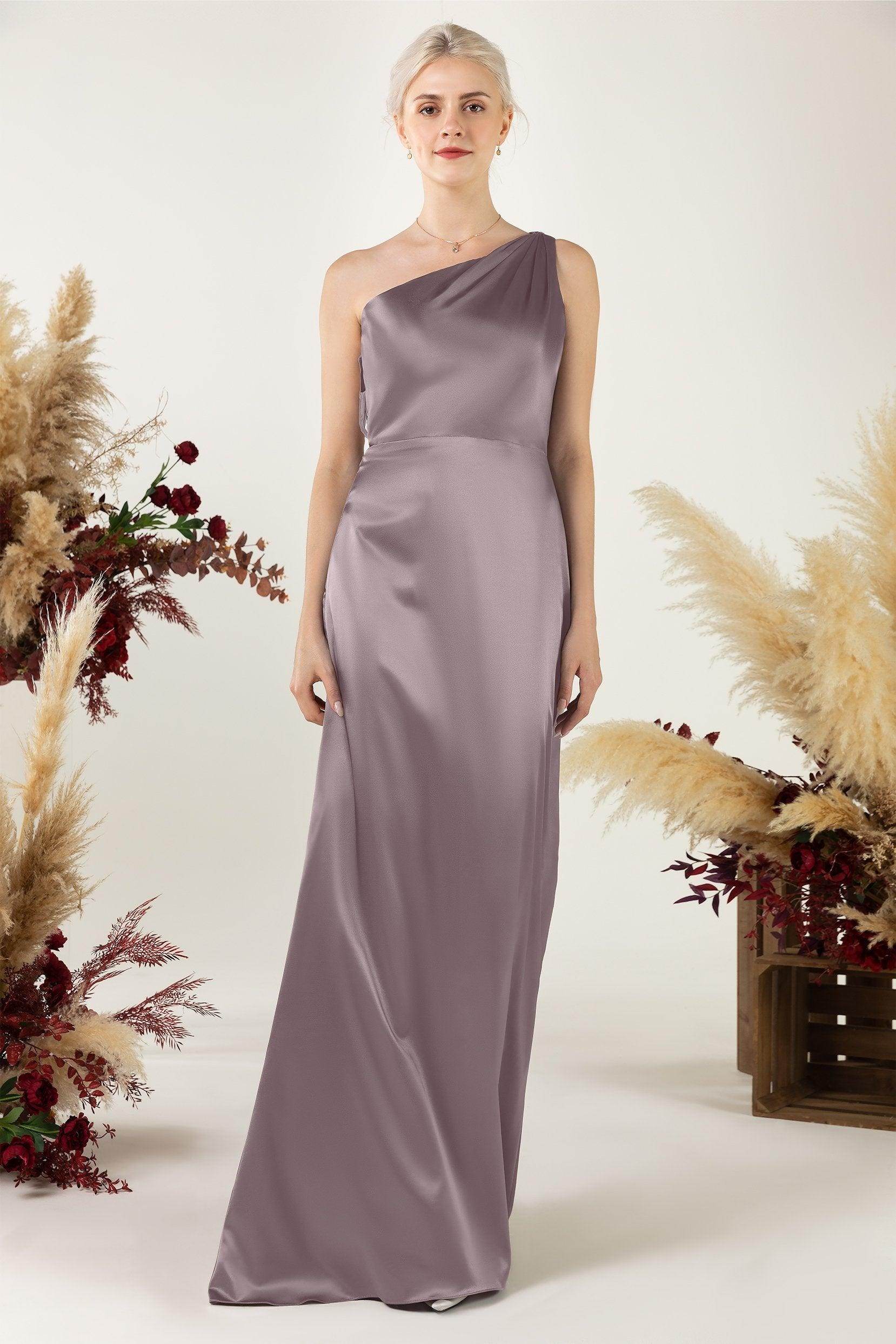 Sheath Sweep Luxe Satin Bridesmaid Dress Formal Dresses CB0503 - COCOMELODY