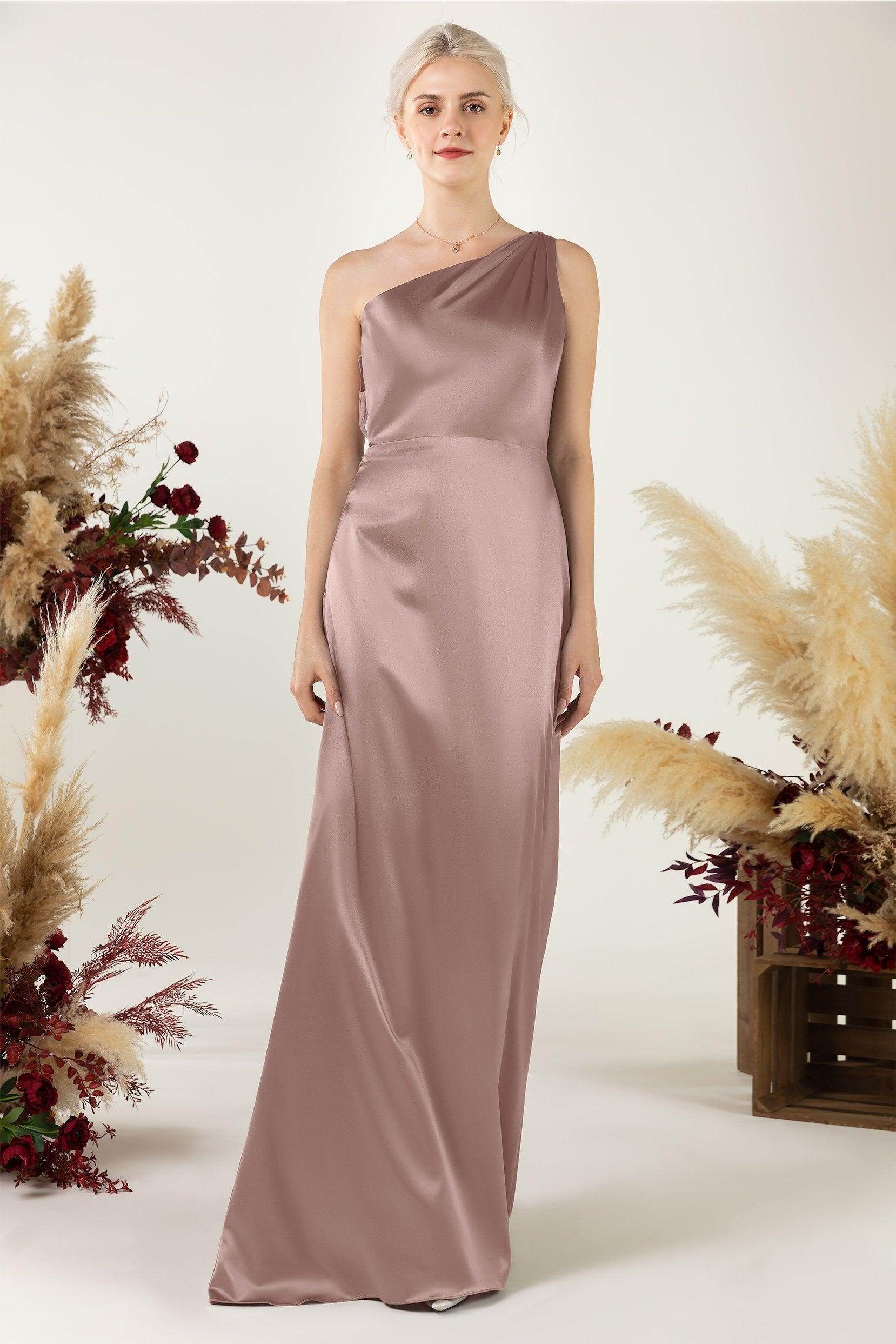 Sheath Sweep Luxe Satin Bridesmaid Dress Formal Dresses CB0503 - COCOMELODY