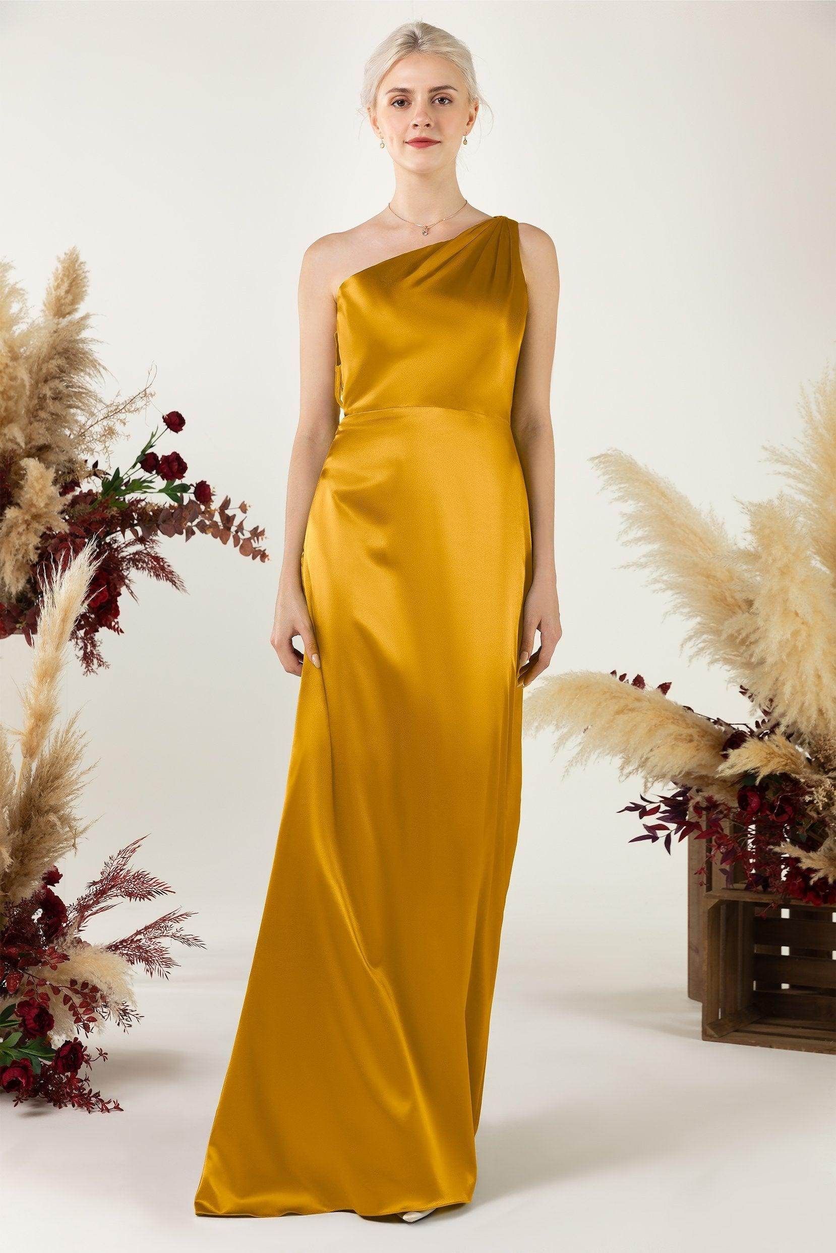 Sheath Sweep Luxe Satin Bridesmaid Dress Formal Dresses CB0503 - COCOMELODY