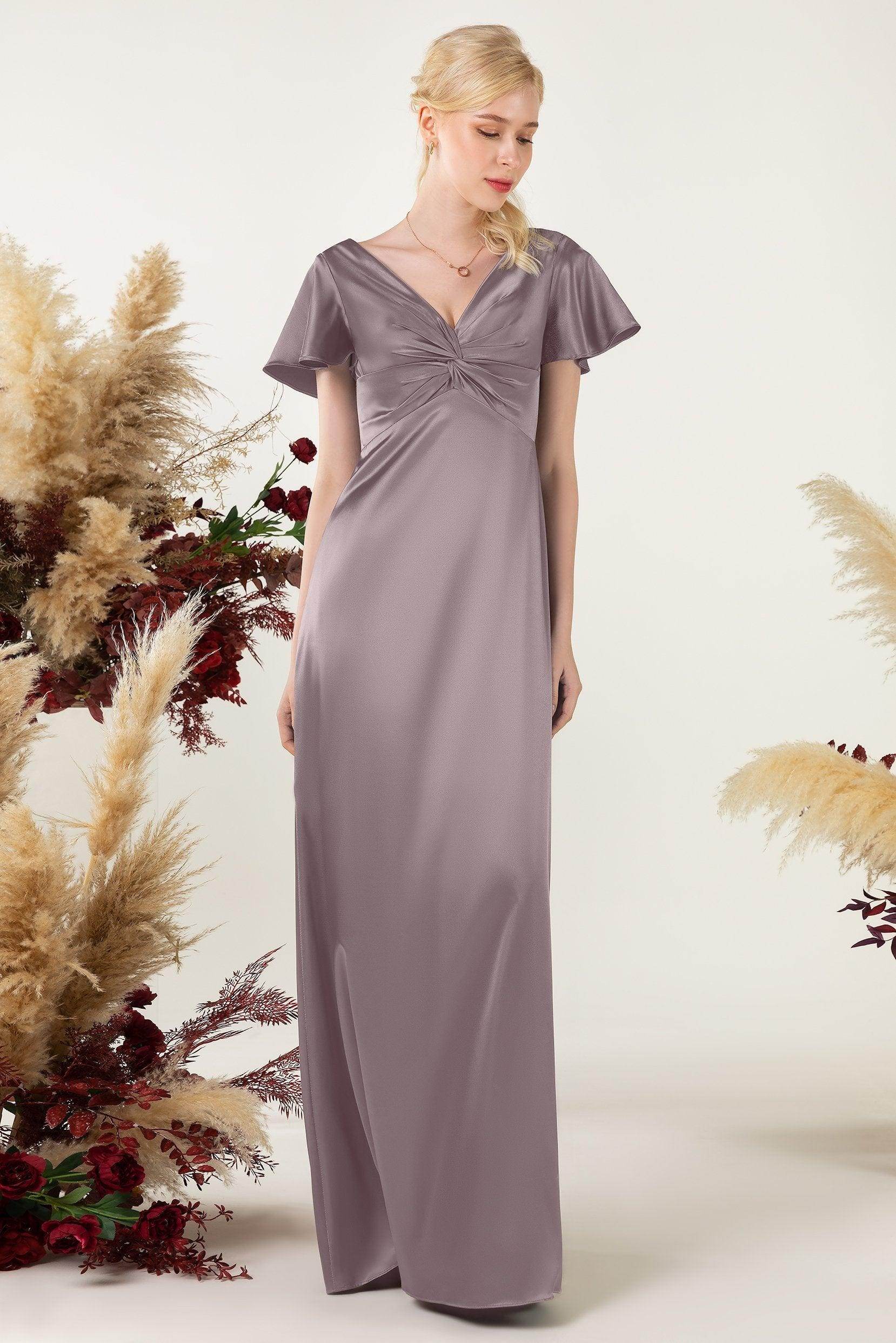 Sheath Sweep Luxe Satin Bridesmaid Dress Formal Dresses CB0504 - COCOMELODY
