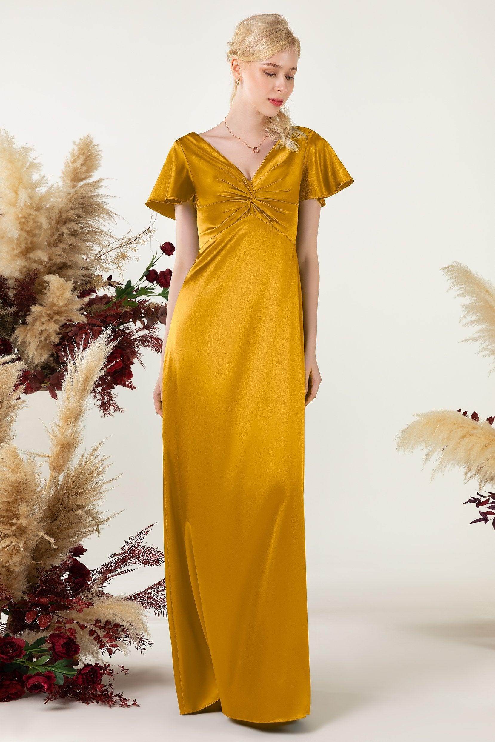 Sheath Sweep Luxe Satin Bridesmaid Dress Formal Dresses CB0504 - COCOMELODY