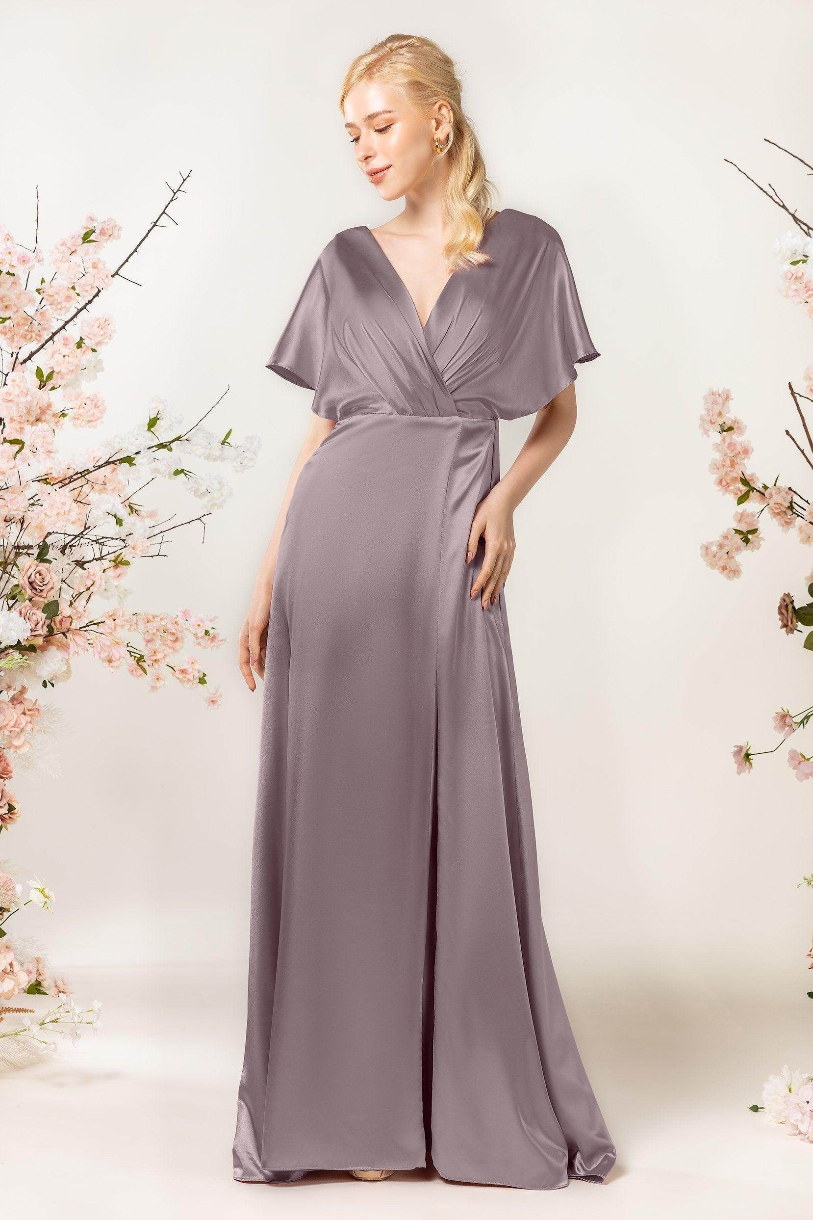 Sheath Sweep Luxe Satin Bridesmaid Dress Formal Dresses CB0505PS - COCOMELODY