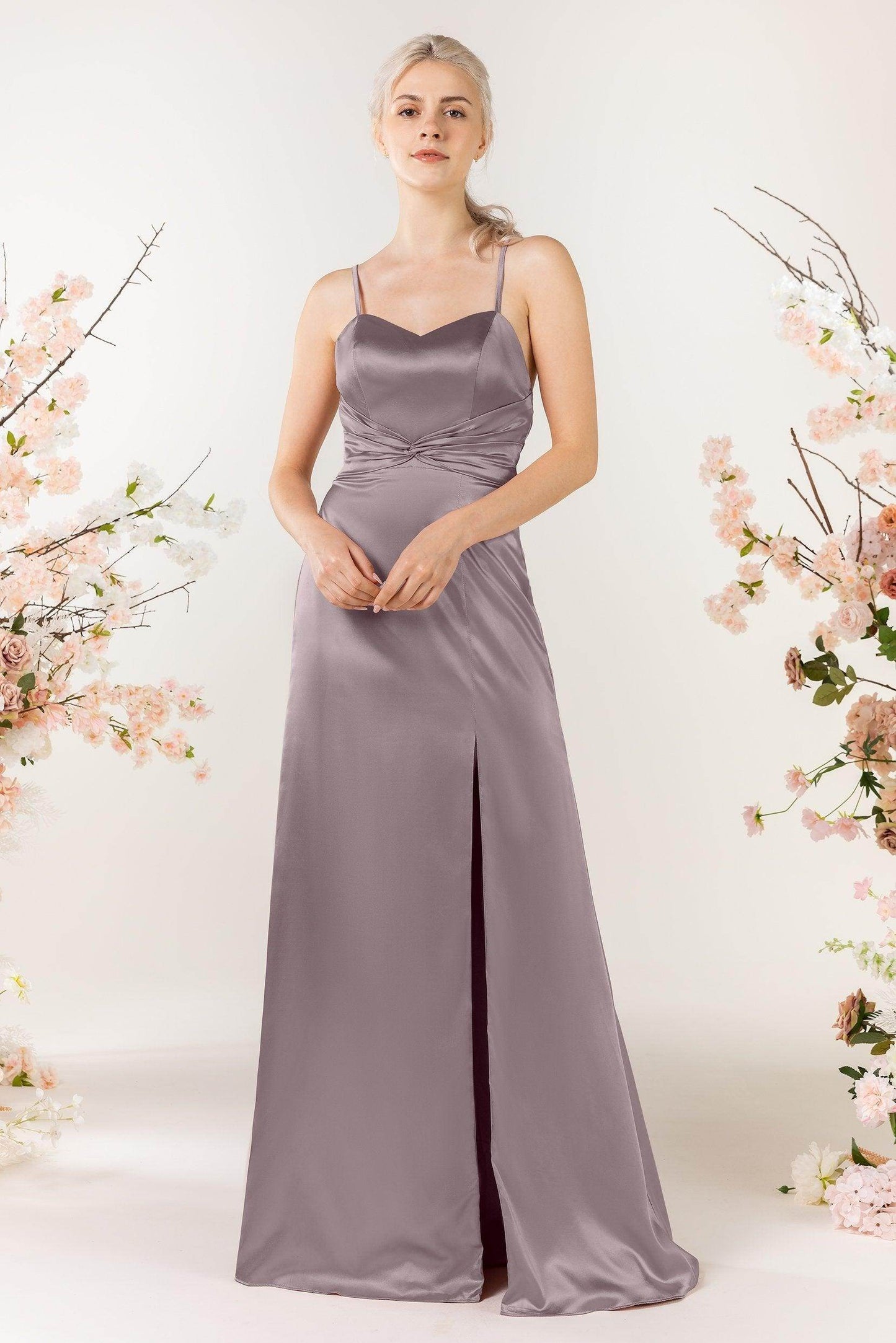 Sheath Luxe Satin Bridesmaid Dress Formal Dresses CB0507 - COCOMELODY