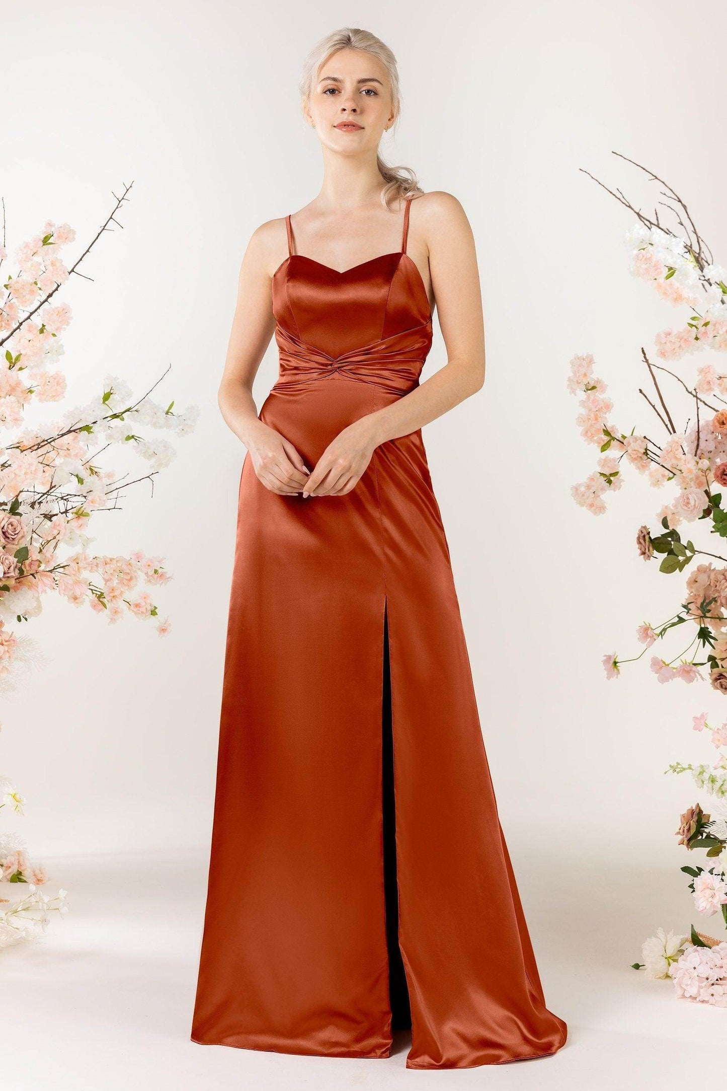 Sheath Luxe Satin Bridesmaid Dress Formal Dresses CB0507 - COCOMELODY