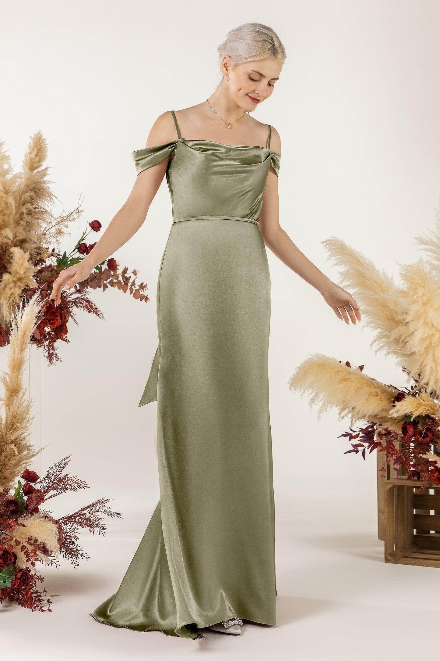Trumpet Luxe Satin Bridesmaid Dress Formal Dresses CB0509 - COCOMELODY