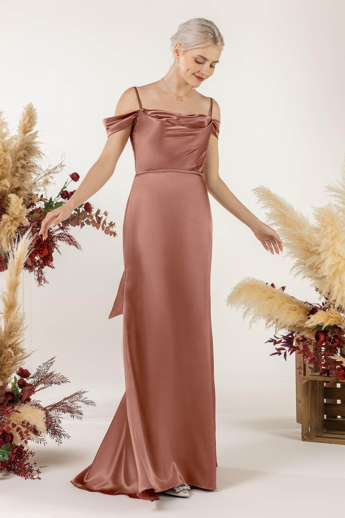 Trumpet Luxe Satin Bridesmaid Dress Formal Dresses CB0509 - COCOMELODY