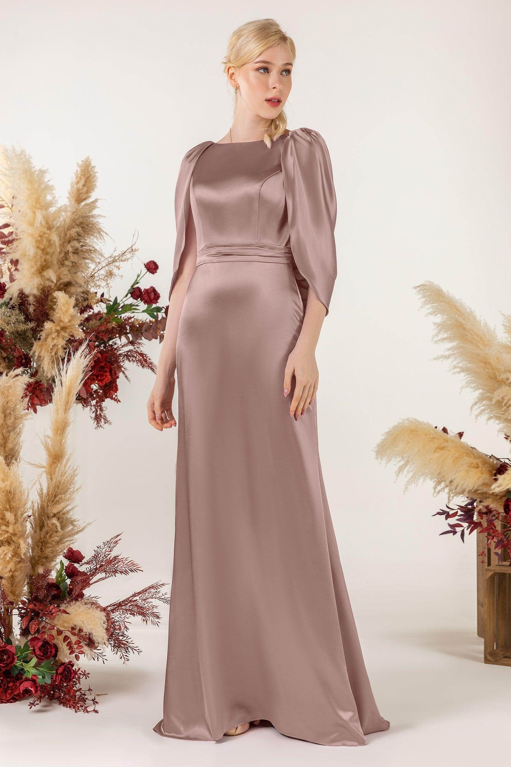 Sheath Sweep Luxe Satin Bridesmaid Dress Formal Dresses CB0513 - COCOMELODY