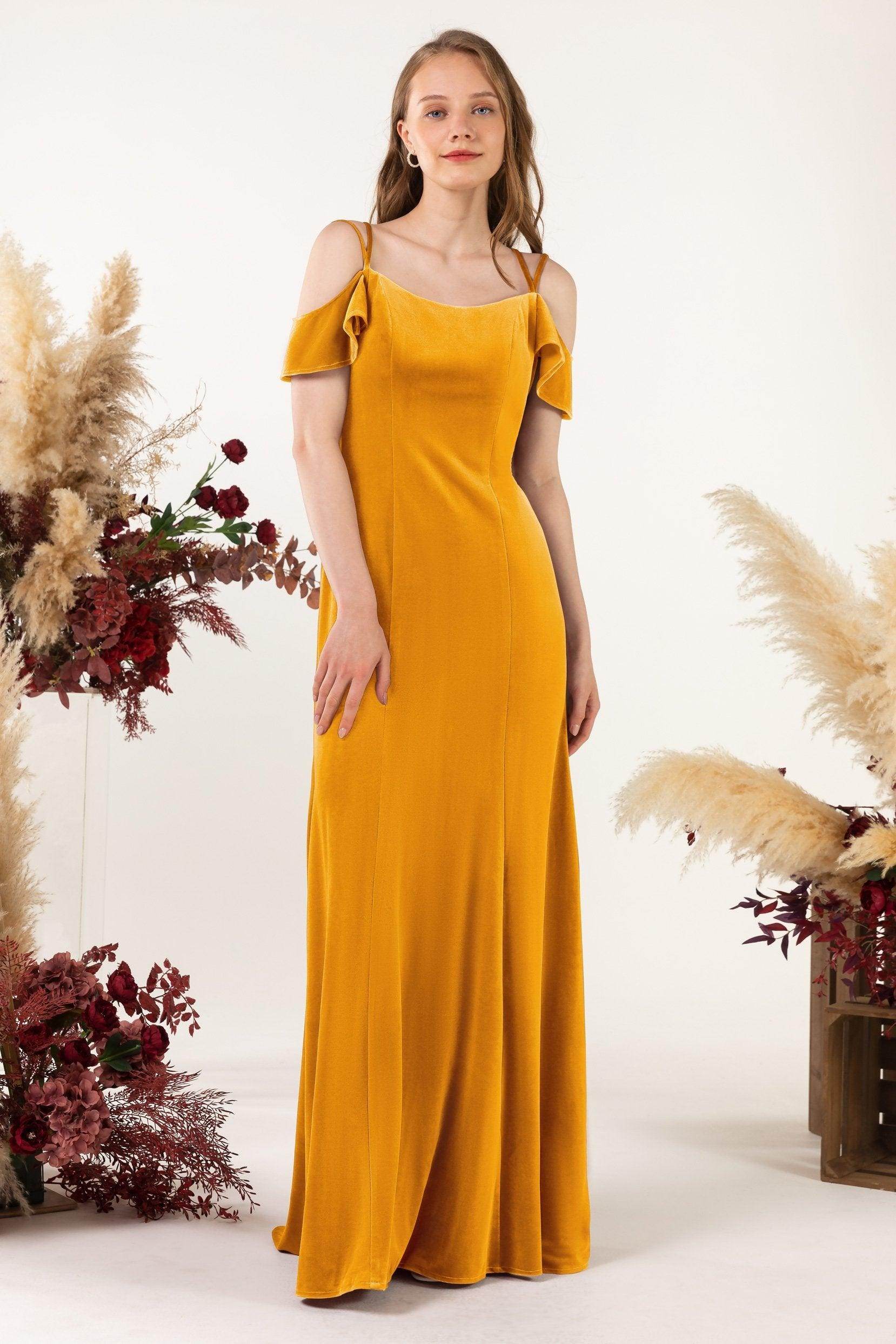 Trumpet Sweep-Brush Train Velvet Bridesmaid Dress Formal Dresses CB0526 - COCOMELODY