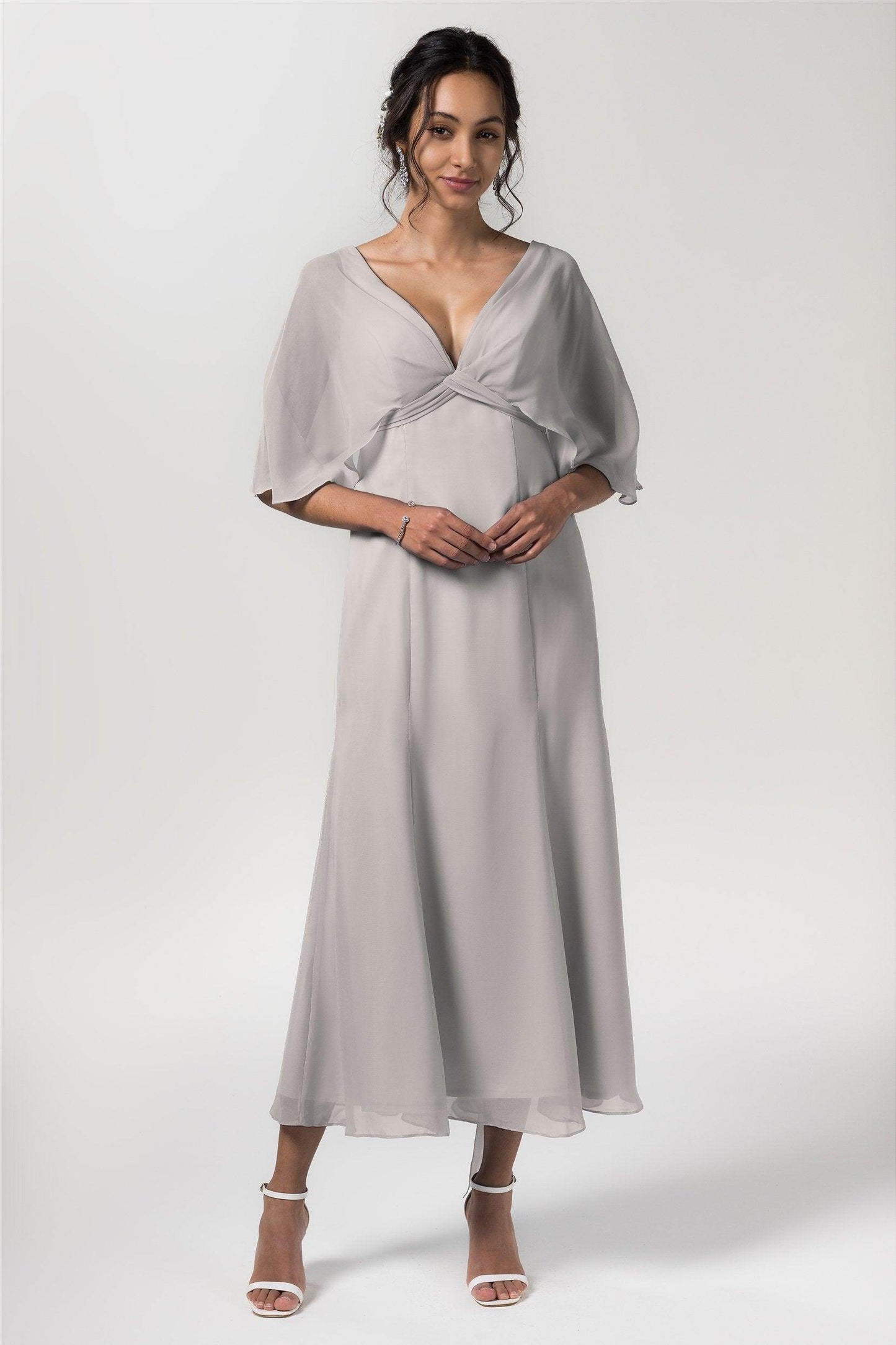 A-Line Tea Length Chiffon Bridesmaid Dress CB0553 - COCOMELODY