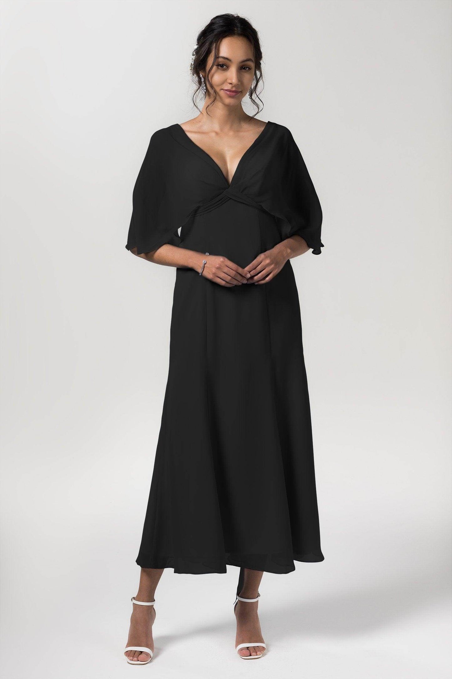 A-Line Tea Length Chiffon Bridesmaid Dress CB0553 - COCOMELODY