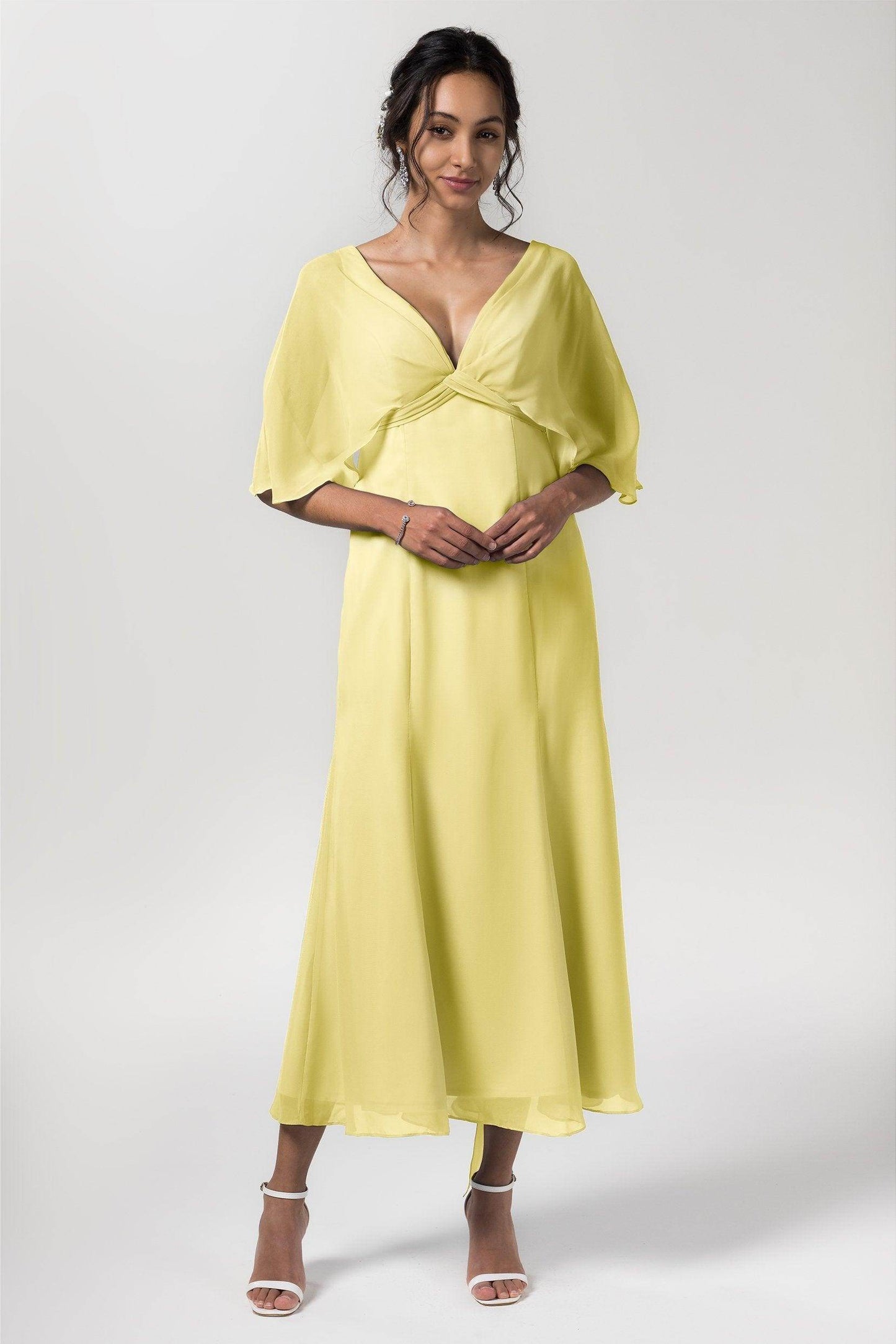 A-Line Tea Length Chiffon Bridesmaid Dress CB0553 - COCOMELODY