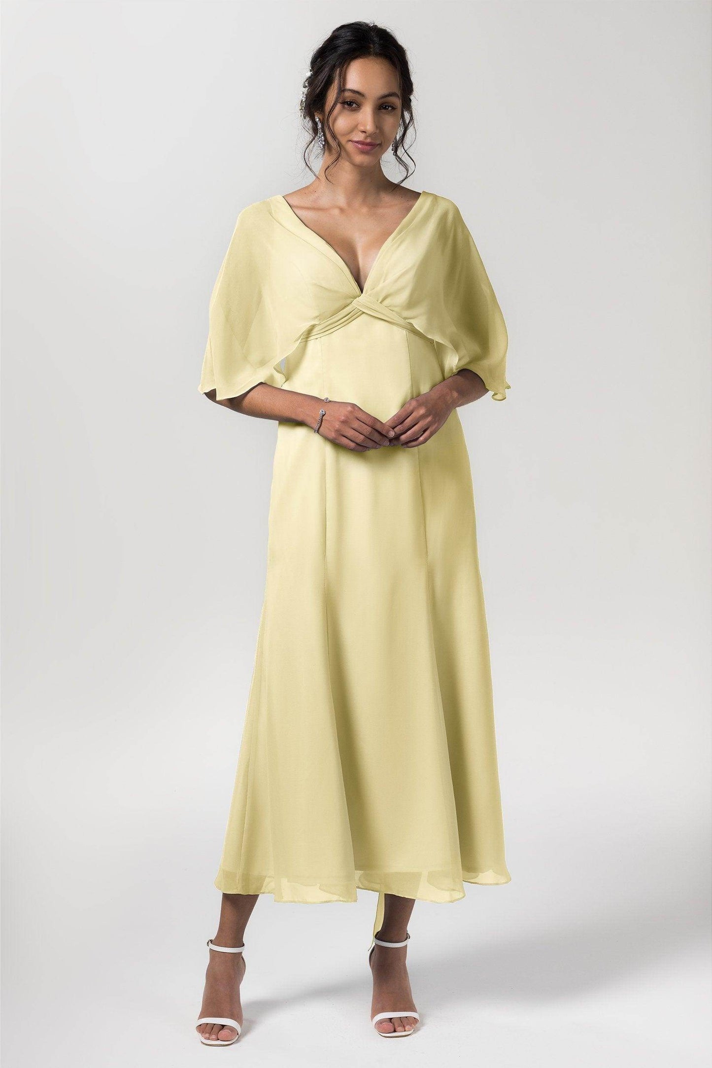 A-Line Tea Length Chiffon Bridesmaid Dress CB0553 - COCOMELODY