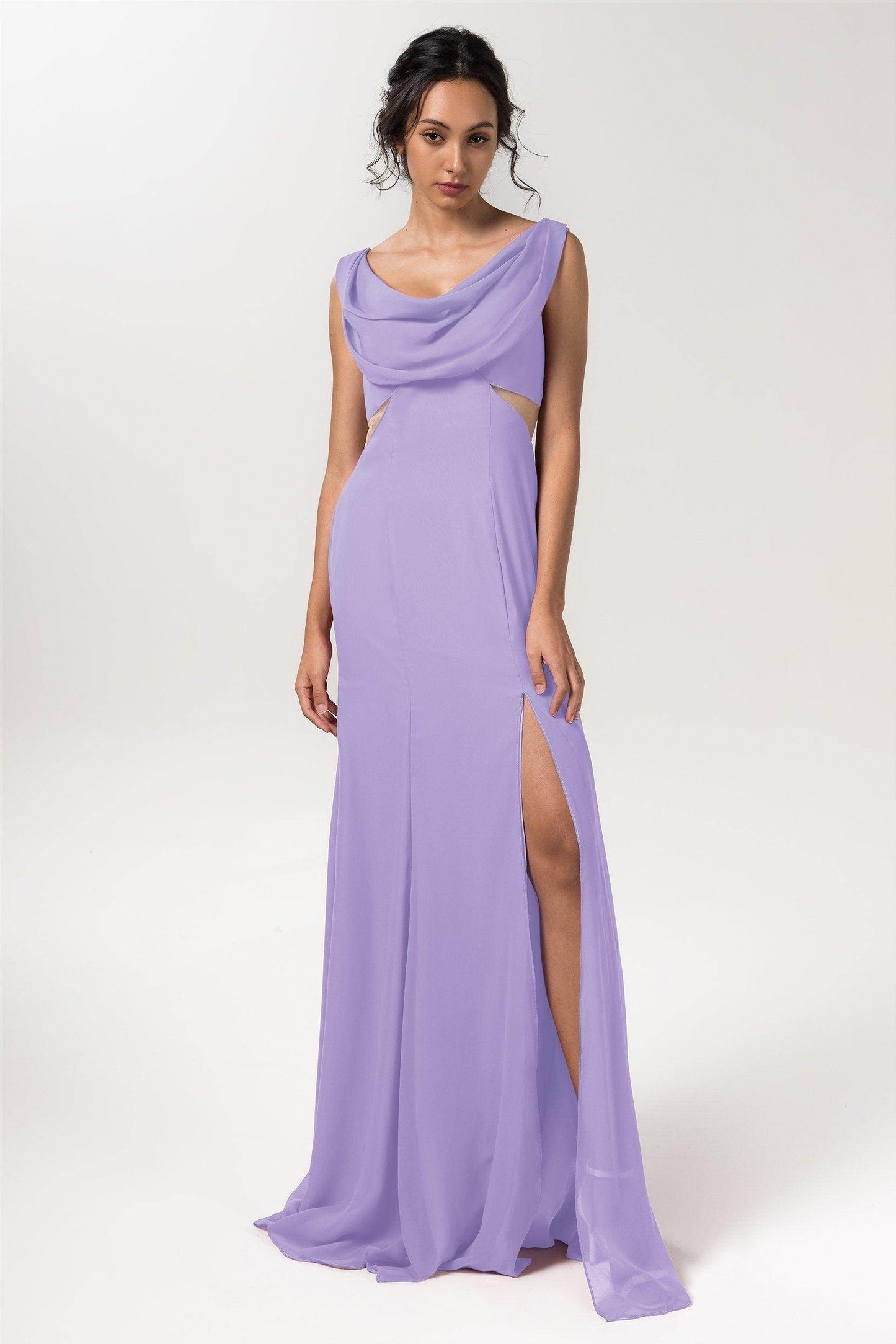 Sheath-Column Floor Length Chiffon Bridesmaid Dress CB0558 - COCOMELODY