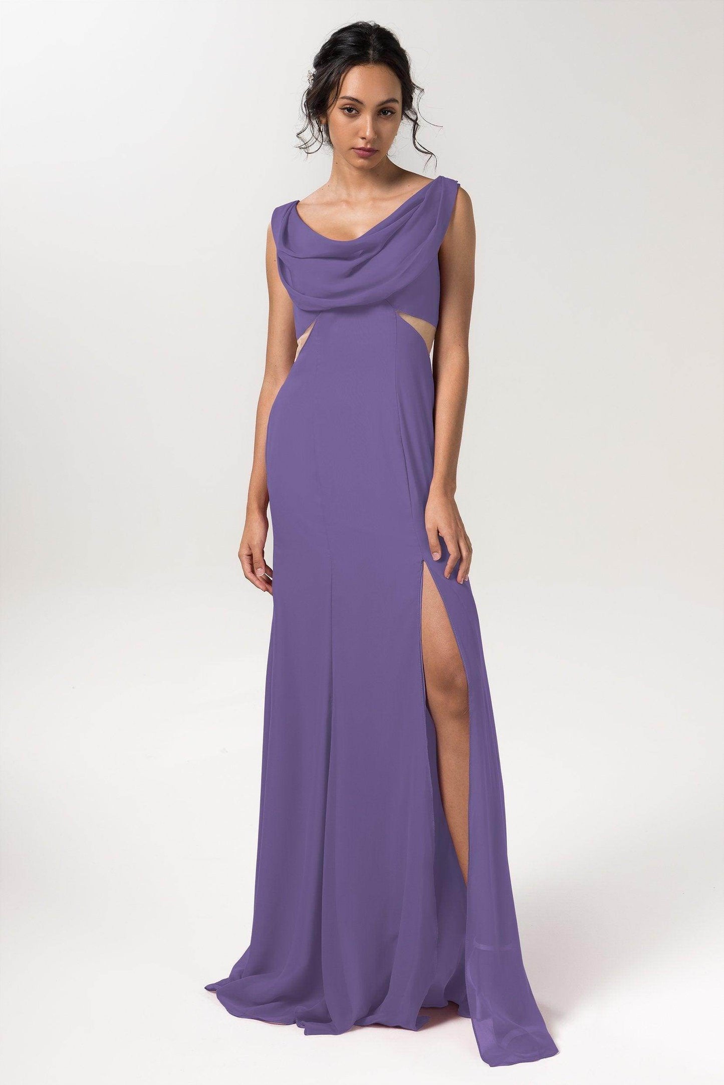 Sheath-Column Floor Length Chiffon Bridesmaid Dress CB0558 - COCOMELODY