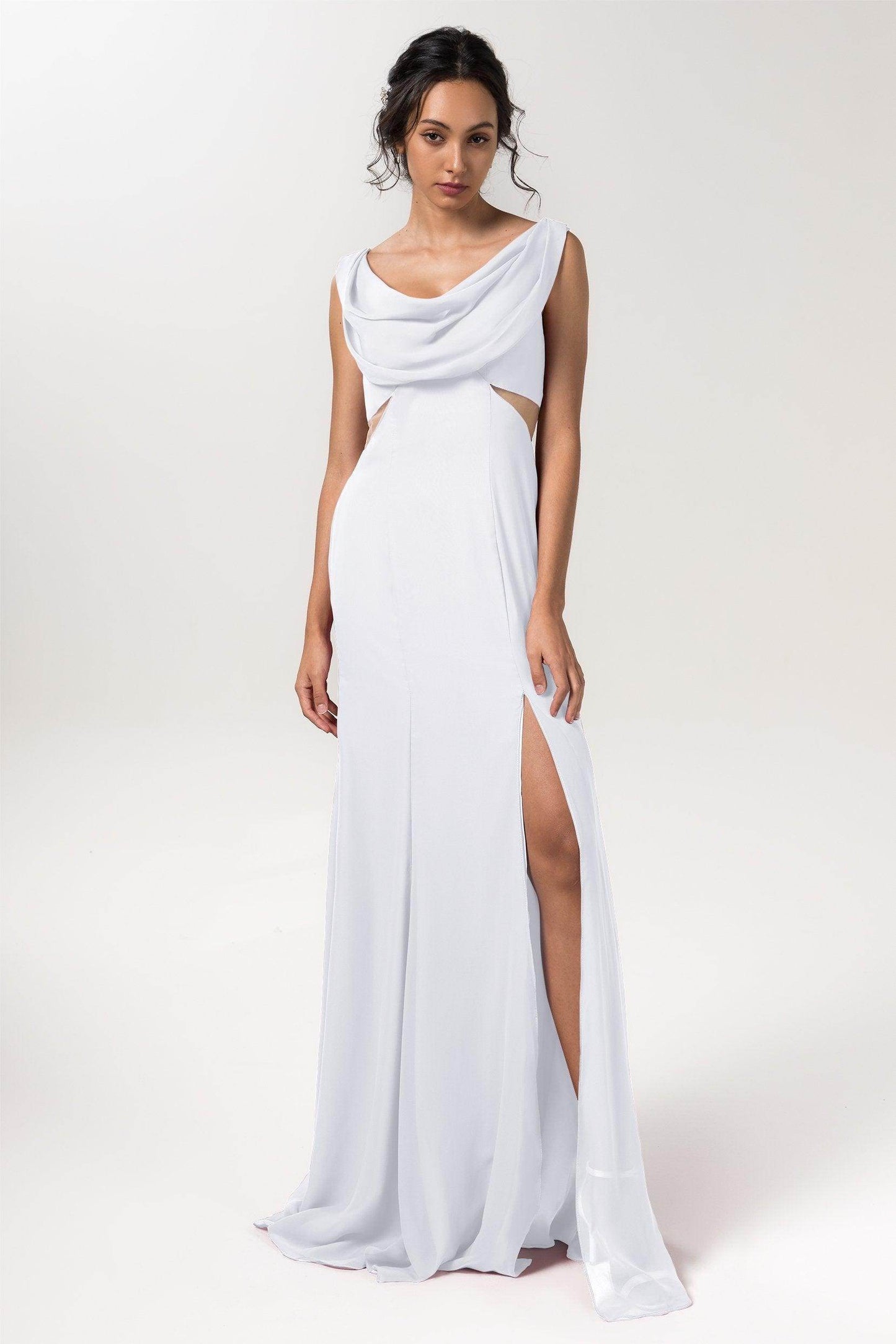 Sheath-Column Floor Length Chiffon Bridesmaid Dress CB0558 - COCOMELODY