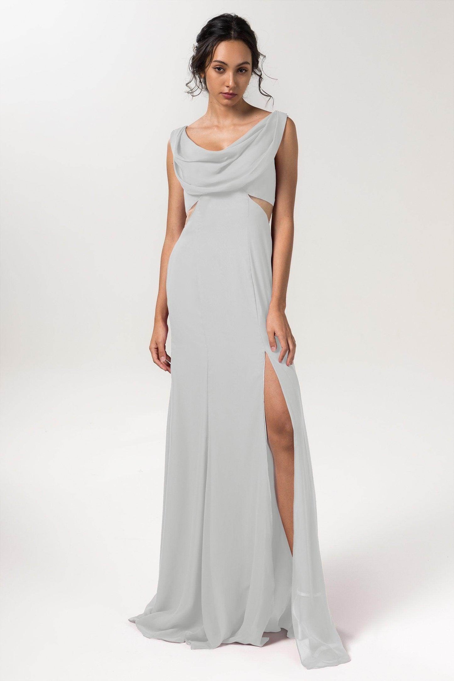 Sheath-Column Floor Length Chiffon Bridesmaid Dress CB0558 - COCOMELODY