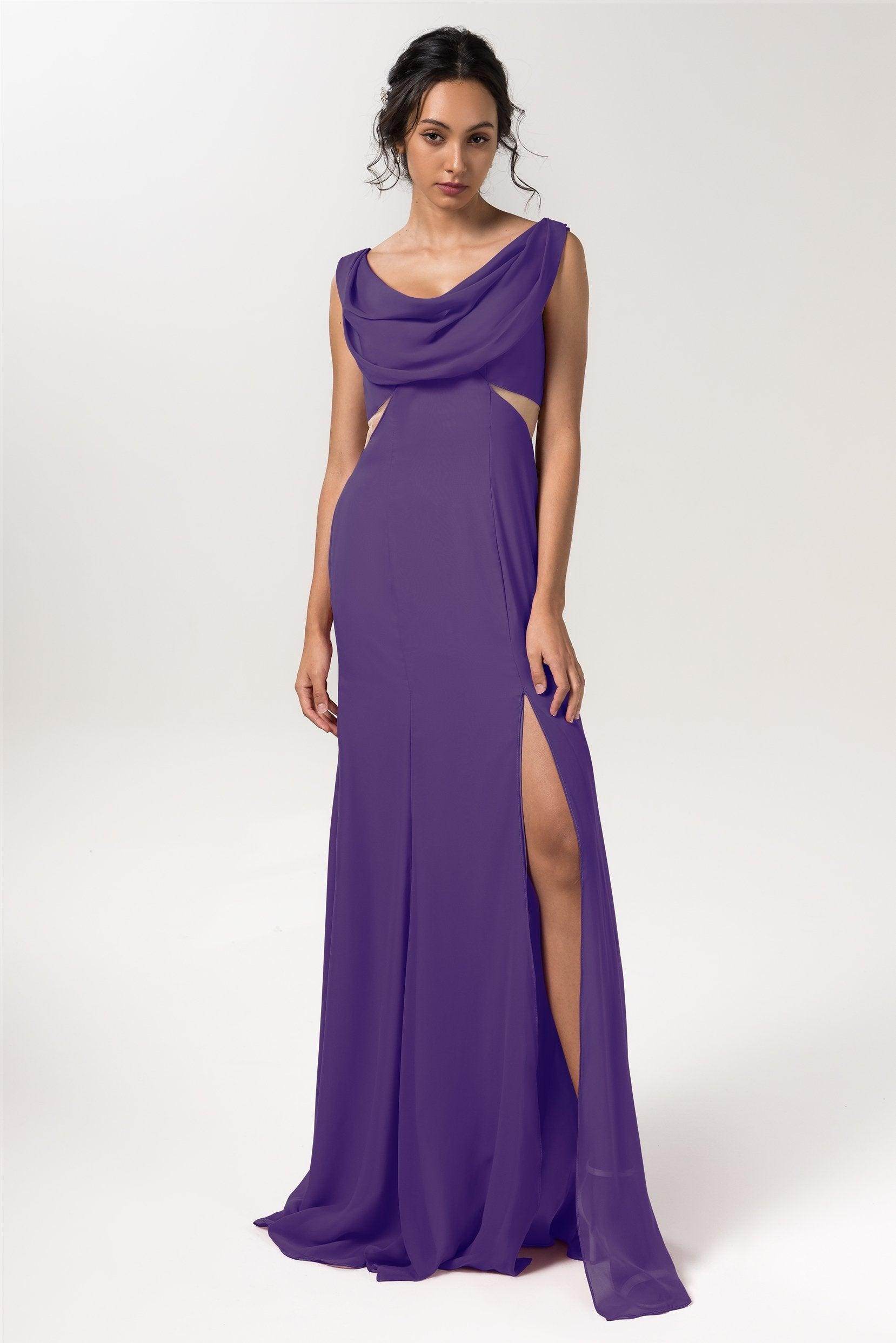 Sheath-Column Floor Length Chiffon Bridesmaid Dress CB0558 - COCOMELODY