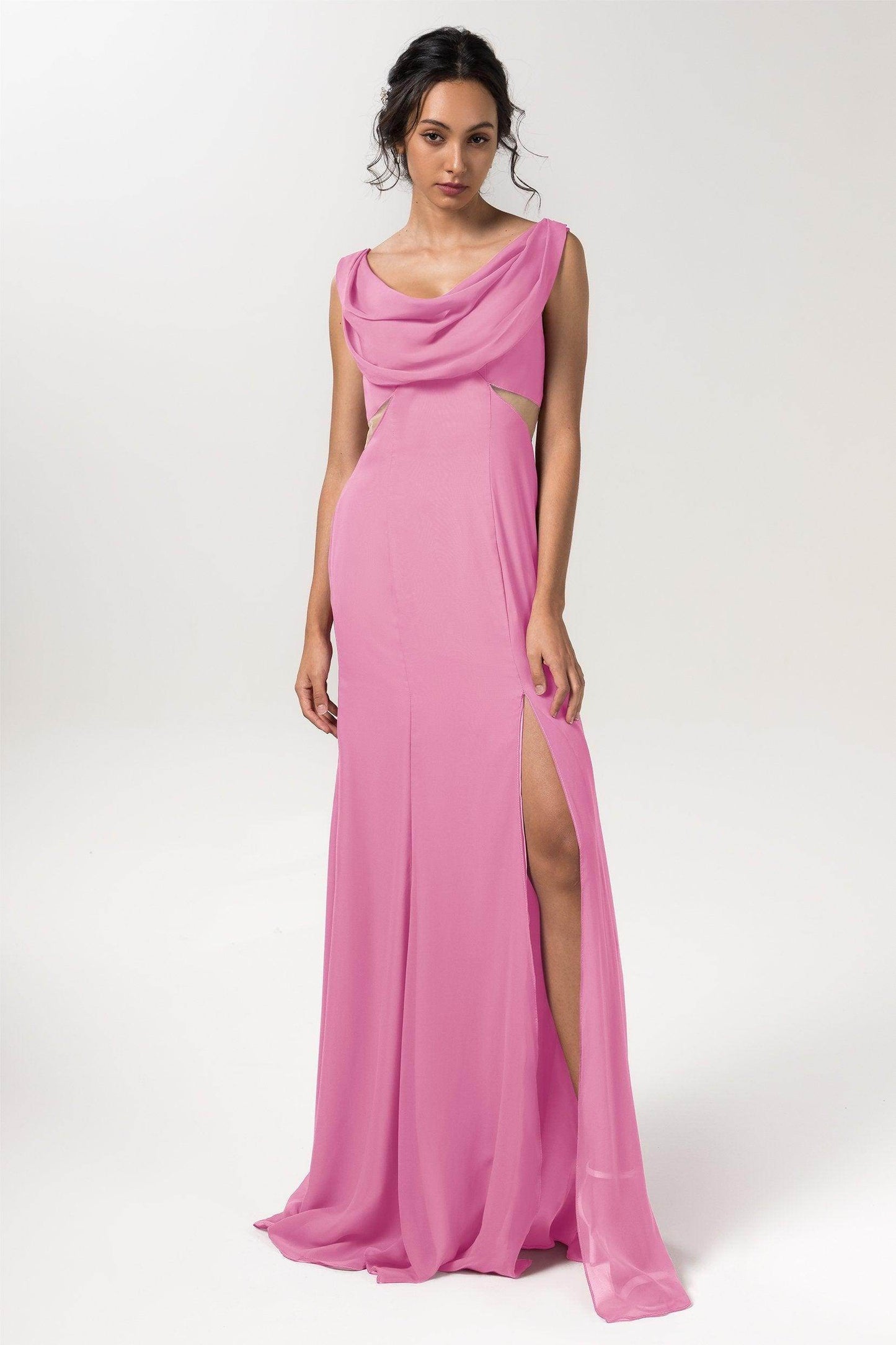 Sheath-Column Floor Length Chiffon Bridesmaid Dress CB0558 - COCOMELODY