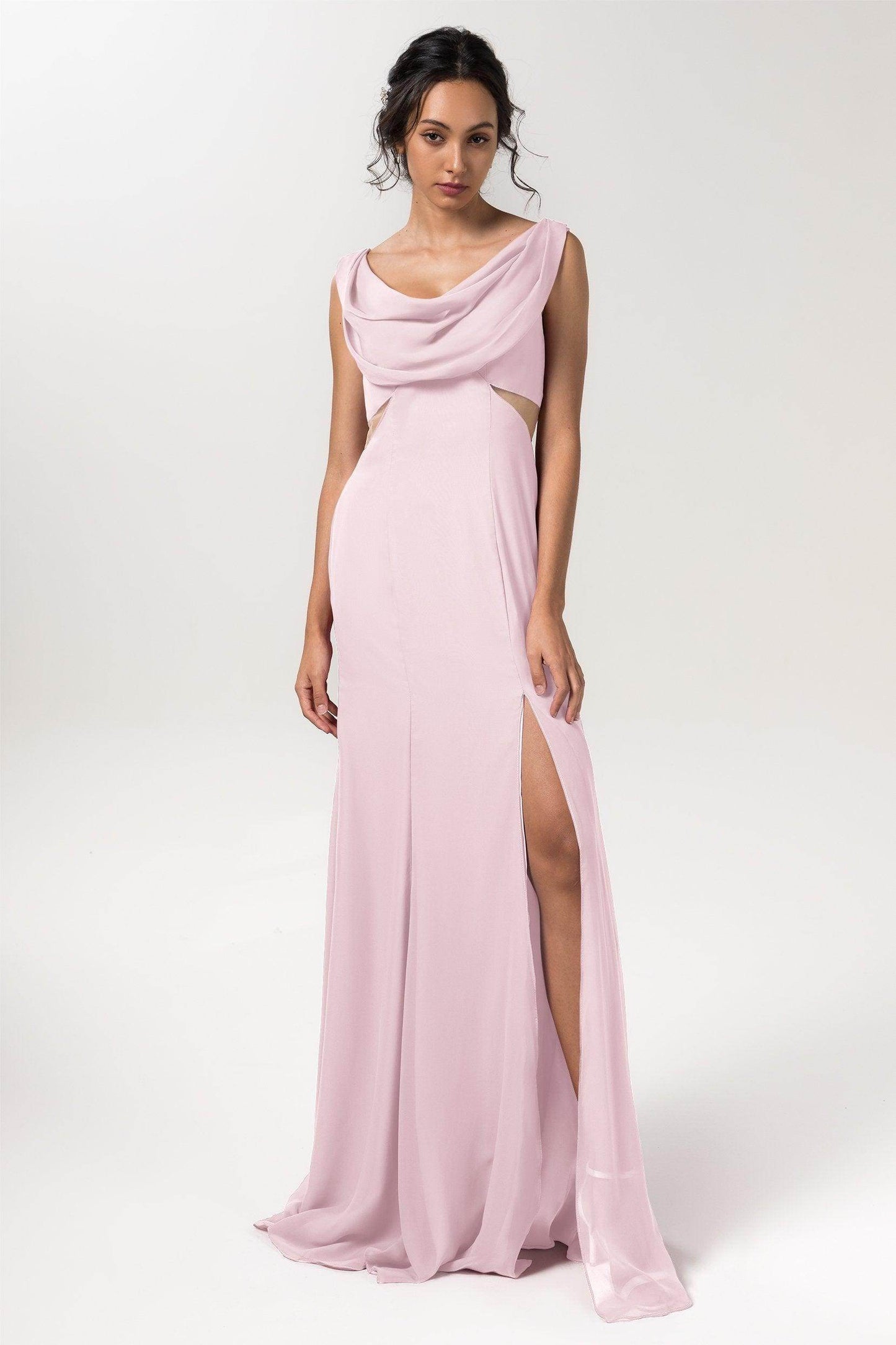 Sheath-Column Floor Length Chiffon Bridesmaid Dress CB0558 - COCOMELODY