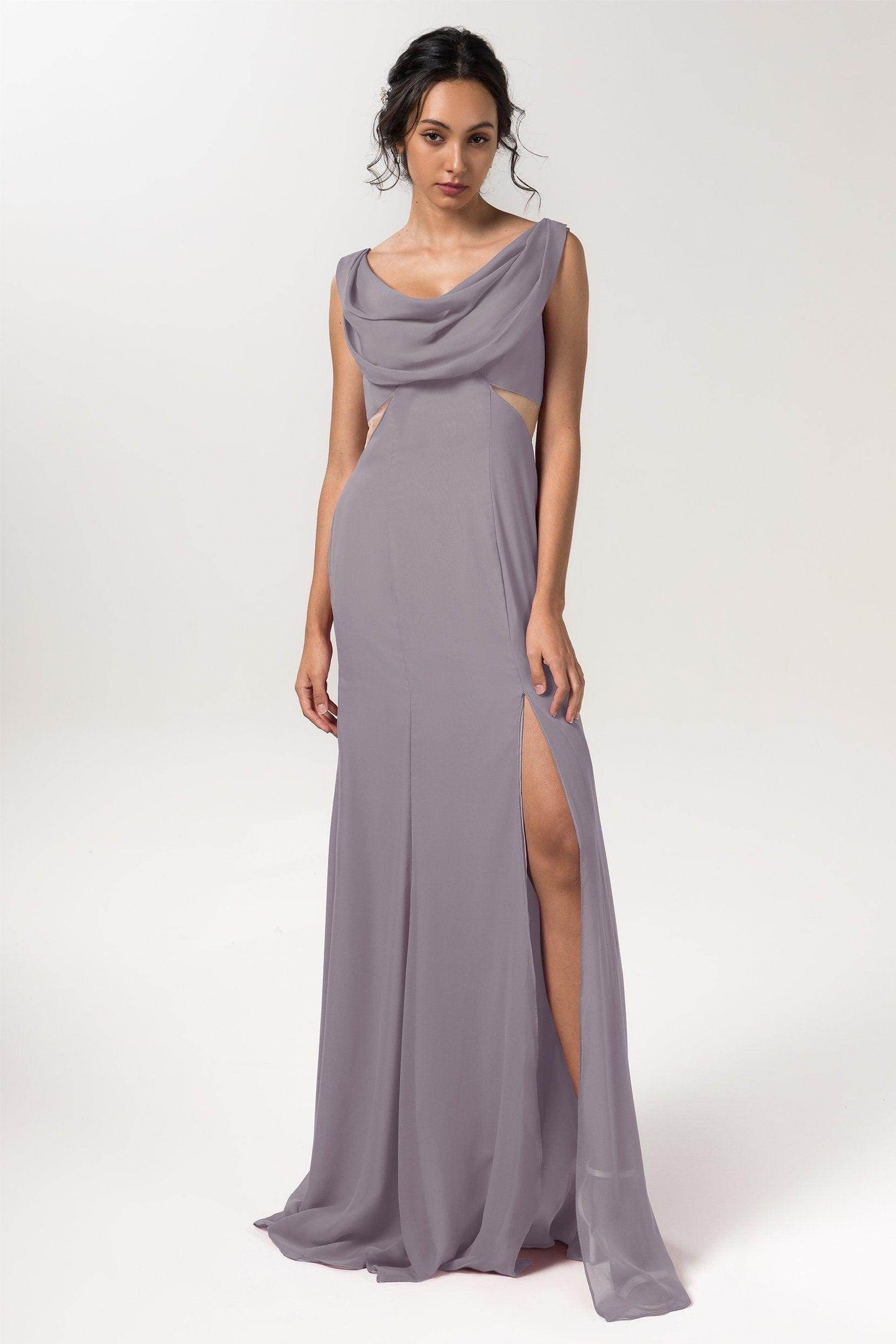 Sheath-Column Floor Length Chiffon Bridesmaid Dress CB0558 - COCOMELODY