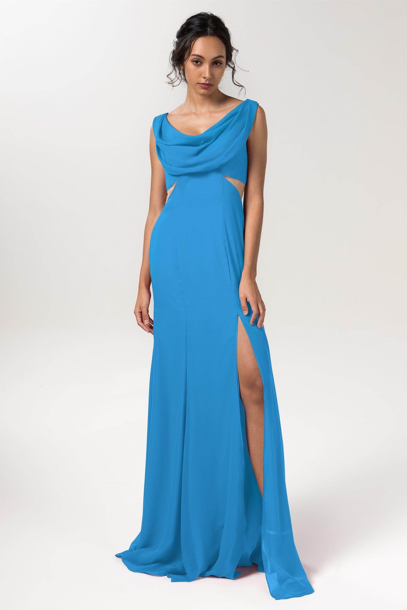 Sheath-Column Floor Length Chiffon Bridesmaid Dress CB0558 - COCOMELODY