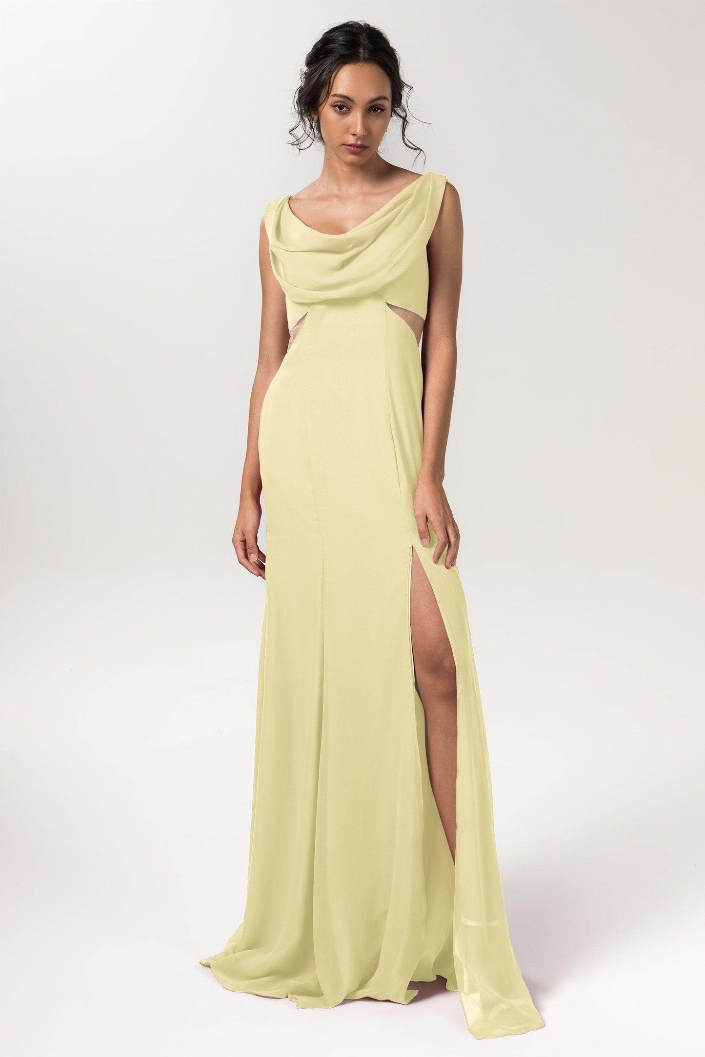 Sheath-Column Floor Length Chiffon Bridesmaid Dress CB0558 - COCOMELODY
