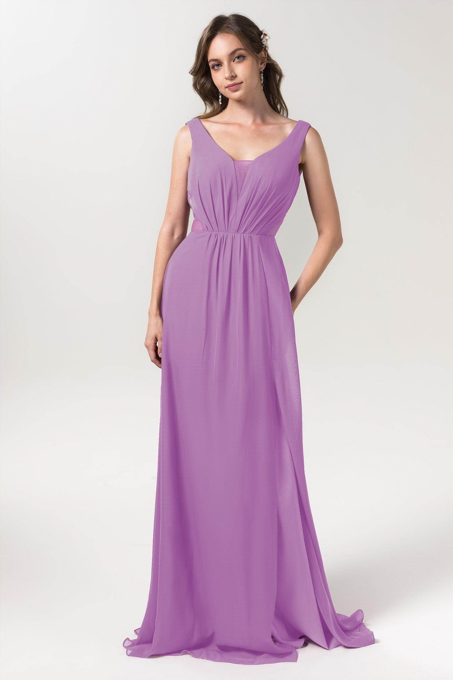 A-Line Floor Length Chiffon Bridesmaid Dress CB0559 - COCOMELODY