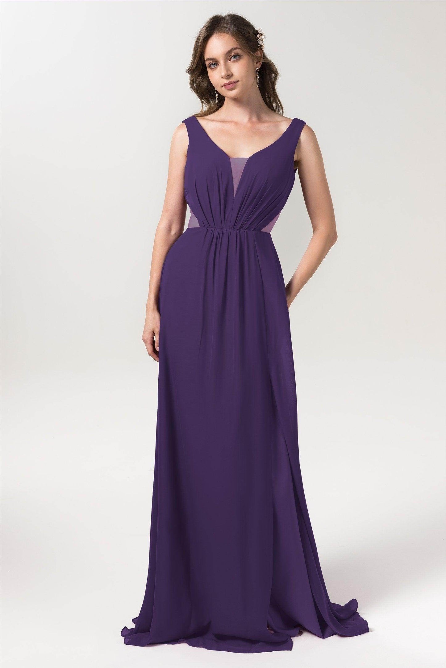 A-Line Floor Length Chiffon Bridesmaid Dress CB0559 - COCOMELODY