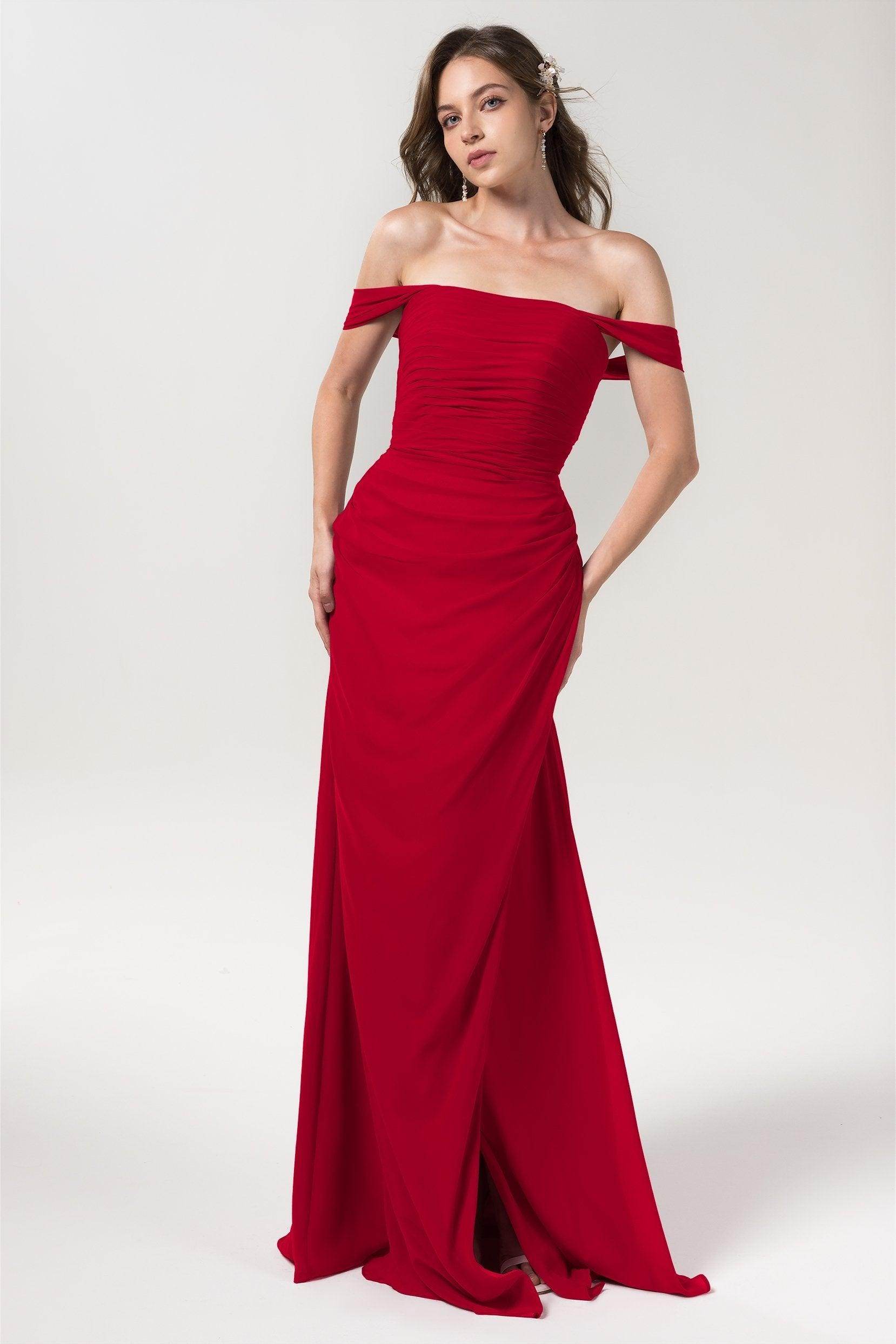 Sheath-Column Floor Length Chiffon Bridesmaid Dress Formal Dresses CB0561 - COCOMELODY