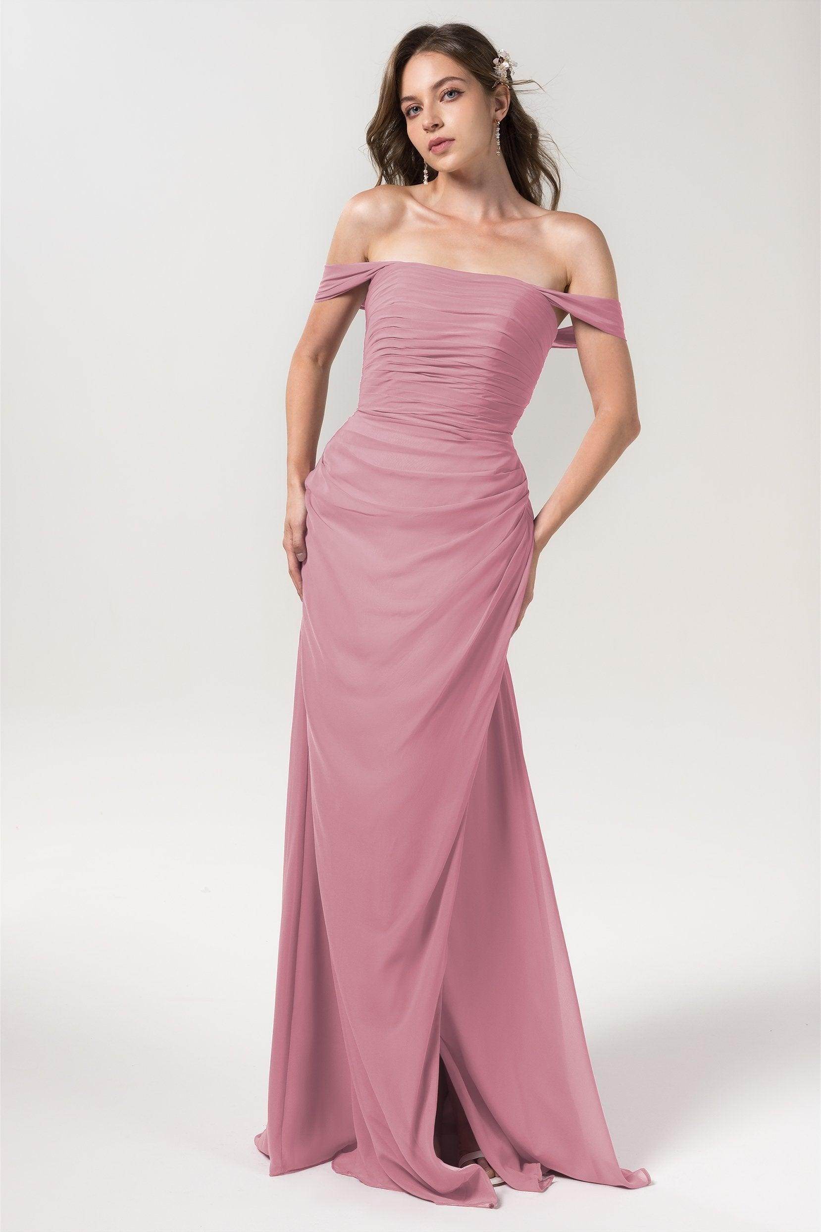 Sheath-Column Floor Length Chiffon Bridesmaid Dress Formal Dresses CB0561 - COCOMELODY