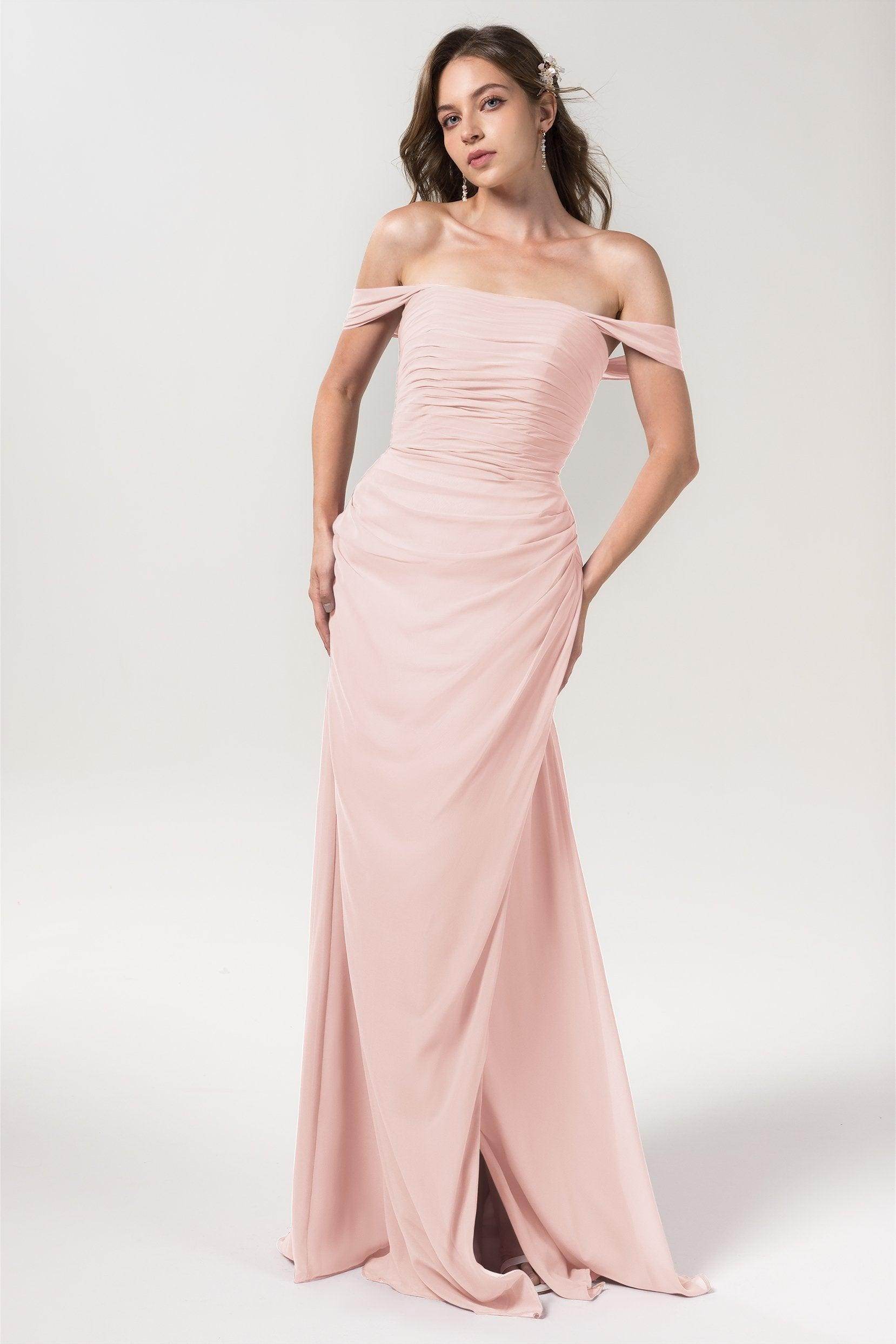 Sheath-Column Floor Length Chiffon Bridesmaid Dress Formal Dresses CB0561 - COCOMELODY