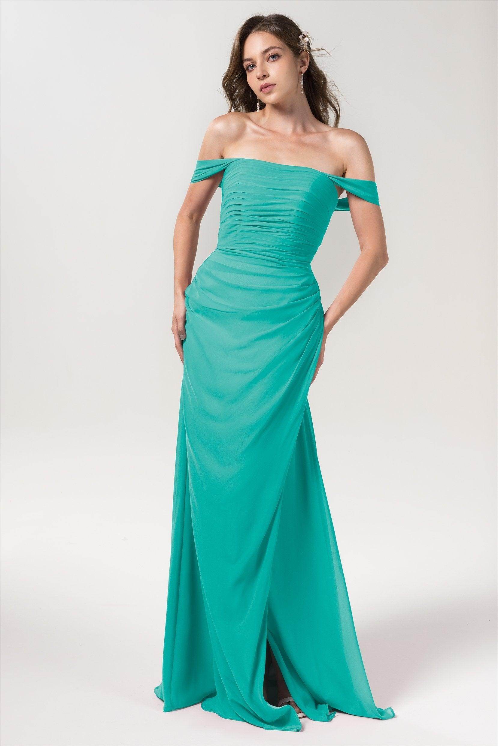 Sheath-Column Floor Length Chiffon Bridesmaid Dress Formal Dresses CB0561 - COCOMELODY