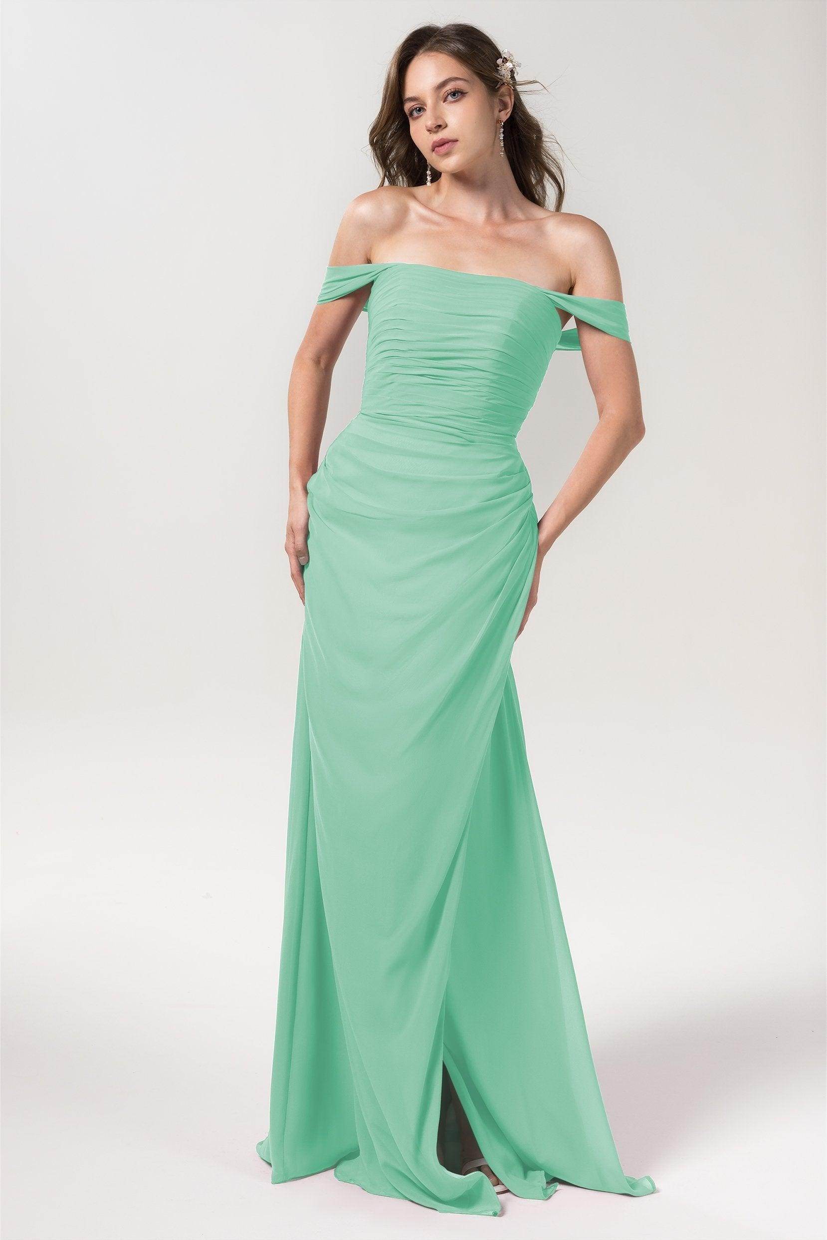 Sheath-Column Floor Length Chiffon Bridesmaid Dress Formal Dresses CB0561 - COCOMELODY