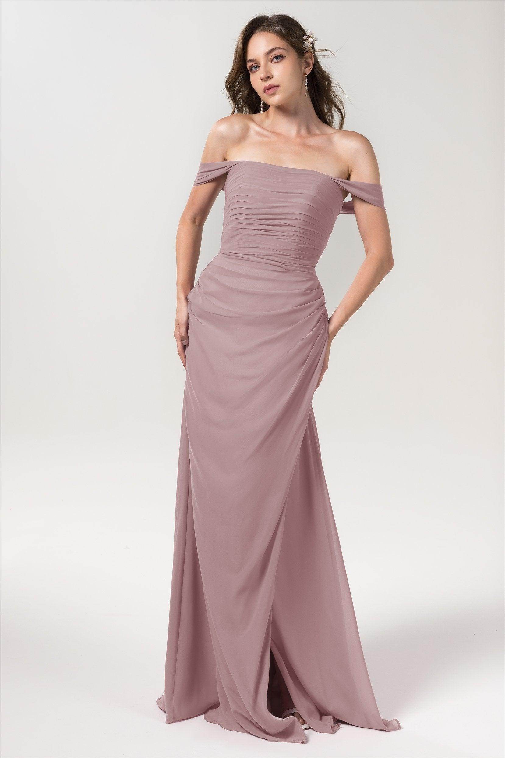 Sheath-Column Floor Length Chiffon Bridesmaid Dress Formal Dresses CB0561 - COCOMELODY