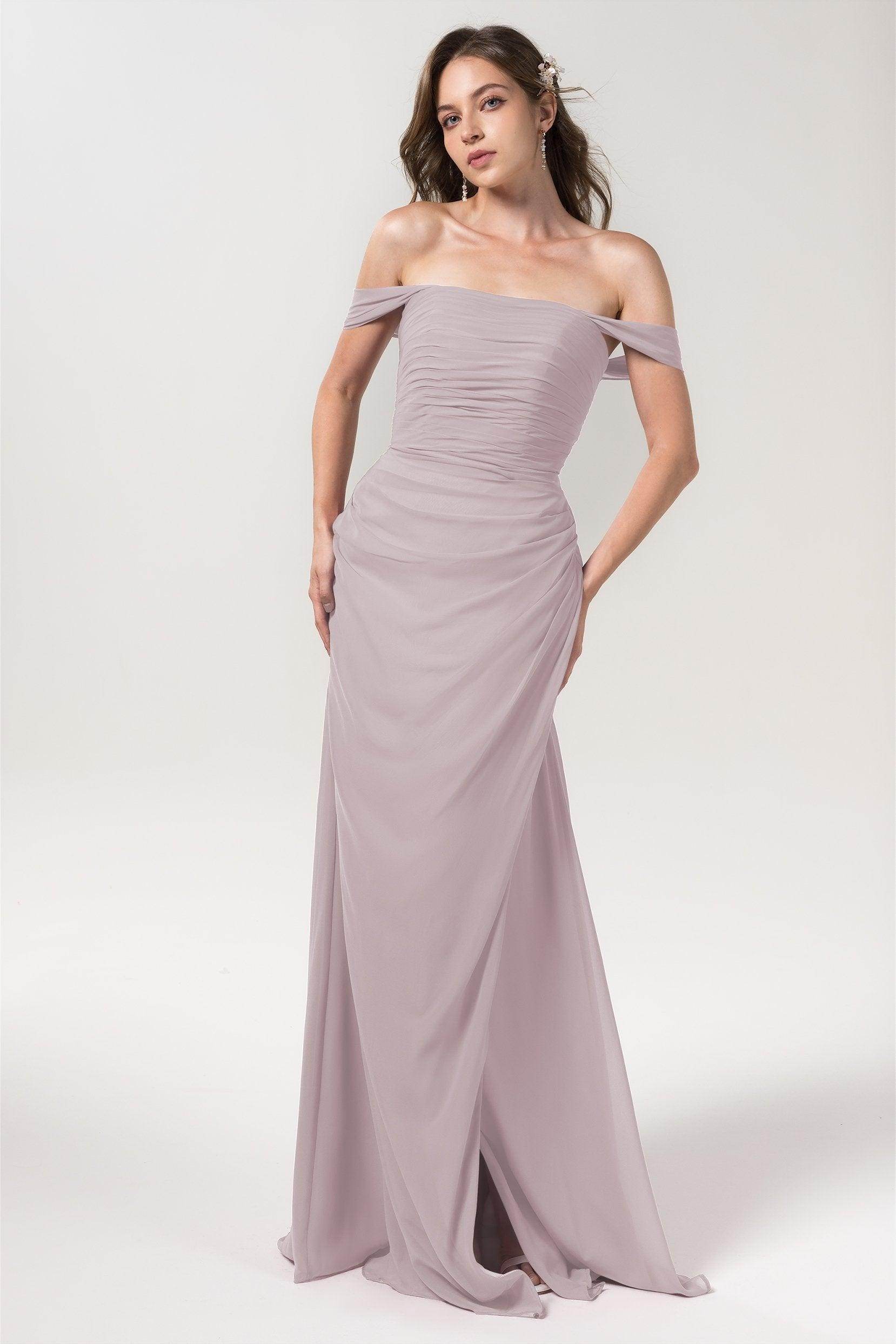 Sheath-Column Floor Length Chiffon Bridesmaid Dress Formal Dresses CB0561 - COCOMELODY