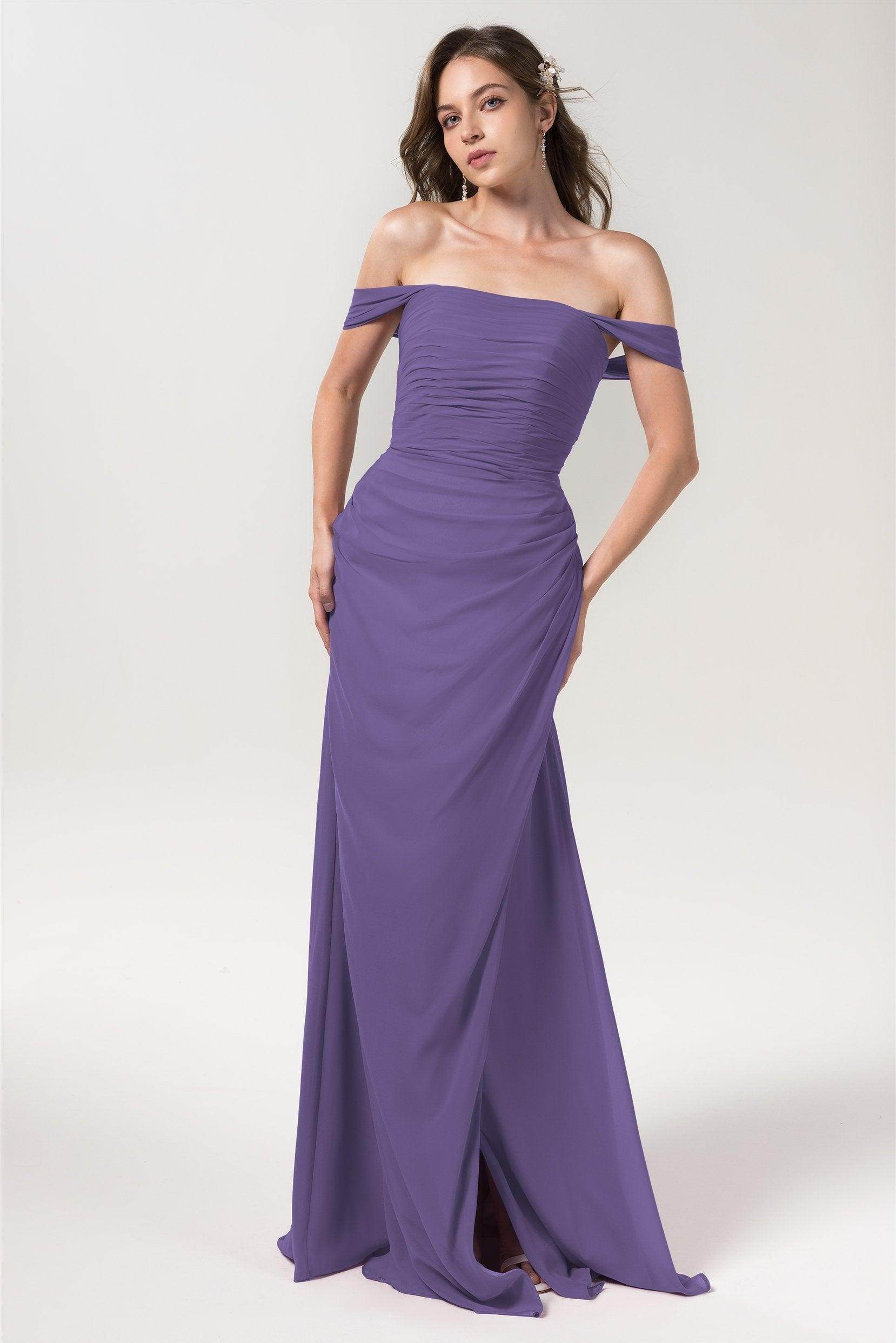 Sheath-Column Floor Length Chiffon Bridesmaid Dress Formal Dresses CB0561 - COCOMELODY