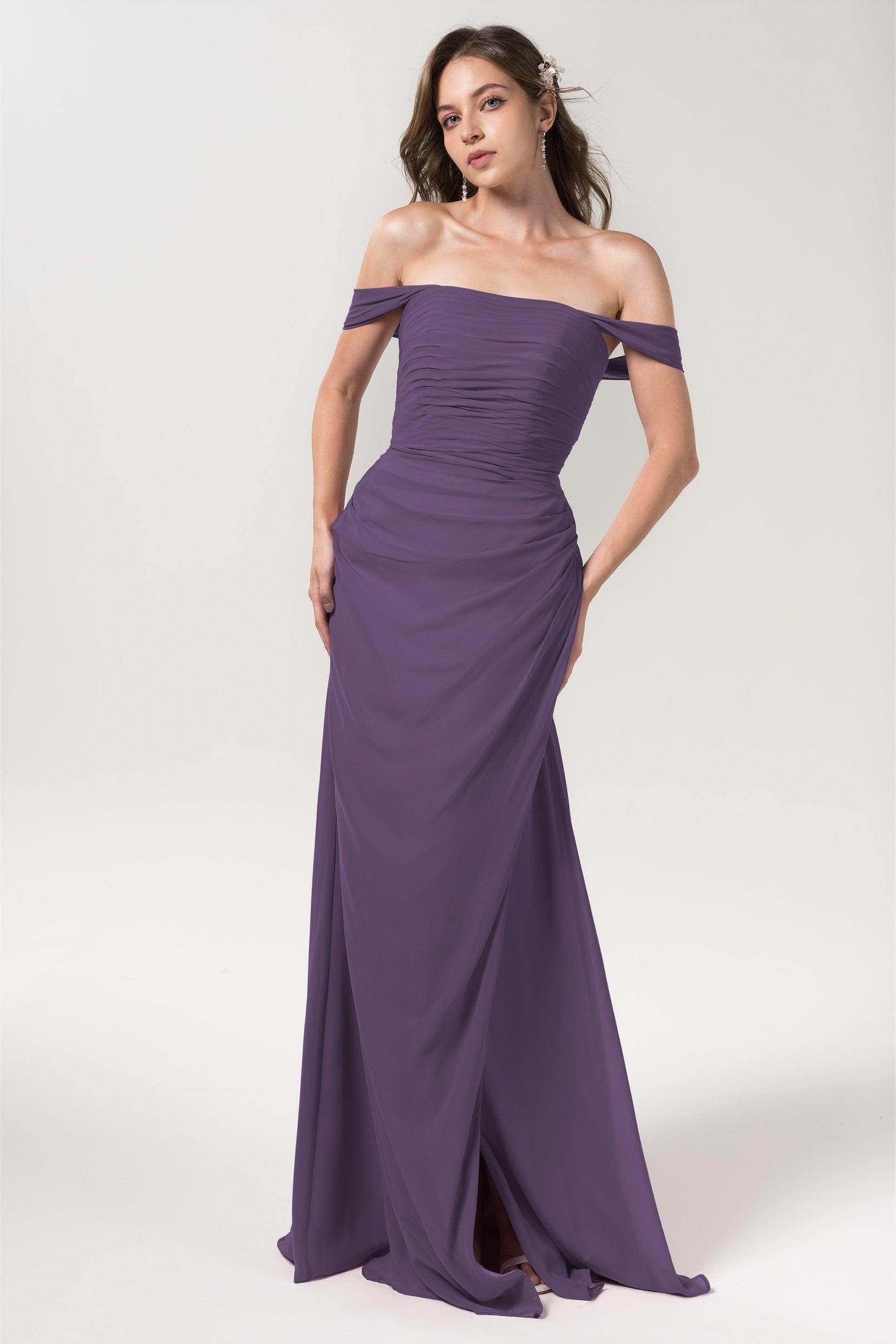 Sheath-Column Floor Length Chiffon Bridesmaid Dress Formal Dresses CB0561 - COCOMELODY