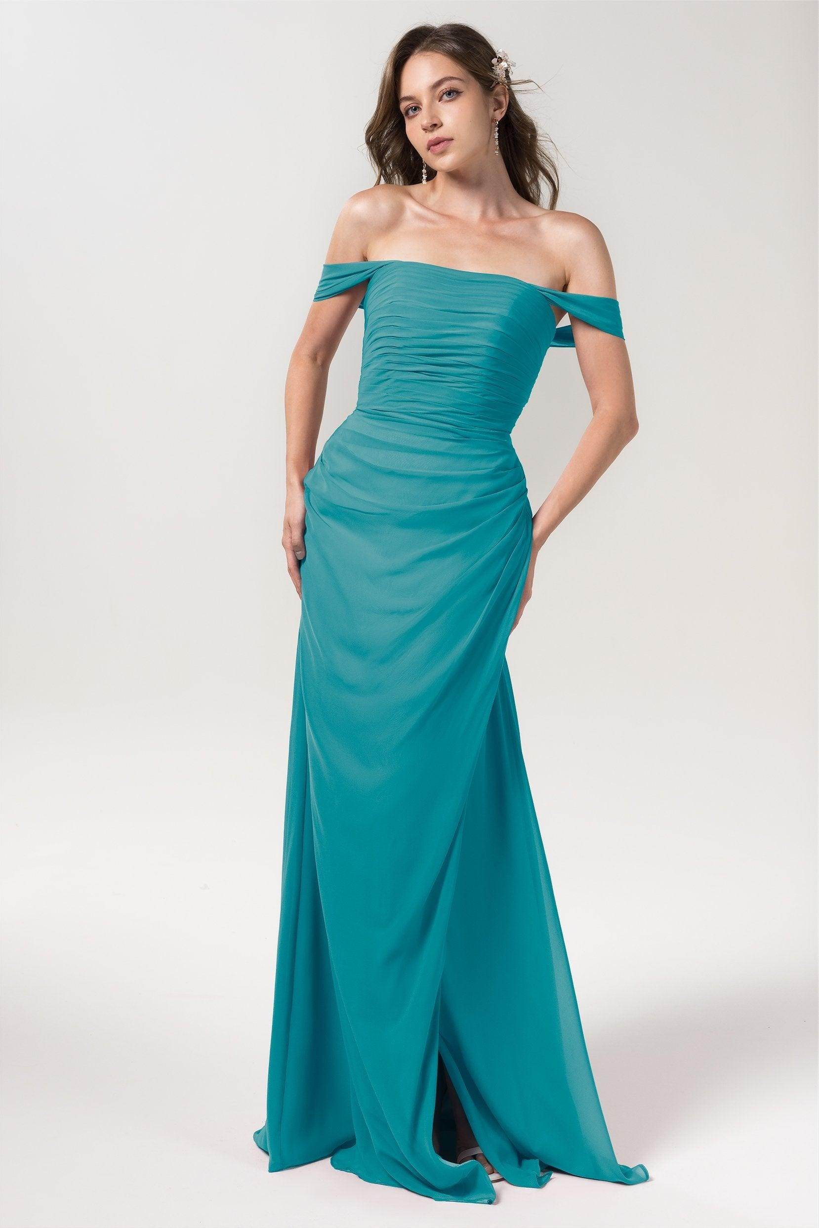 Sheath-Column Floor Length Chiffon Bridesmaid Dress Formal Dresses CB0561 - COCOMELODY