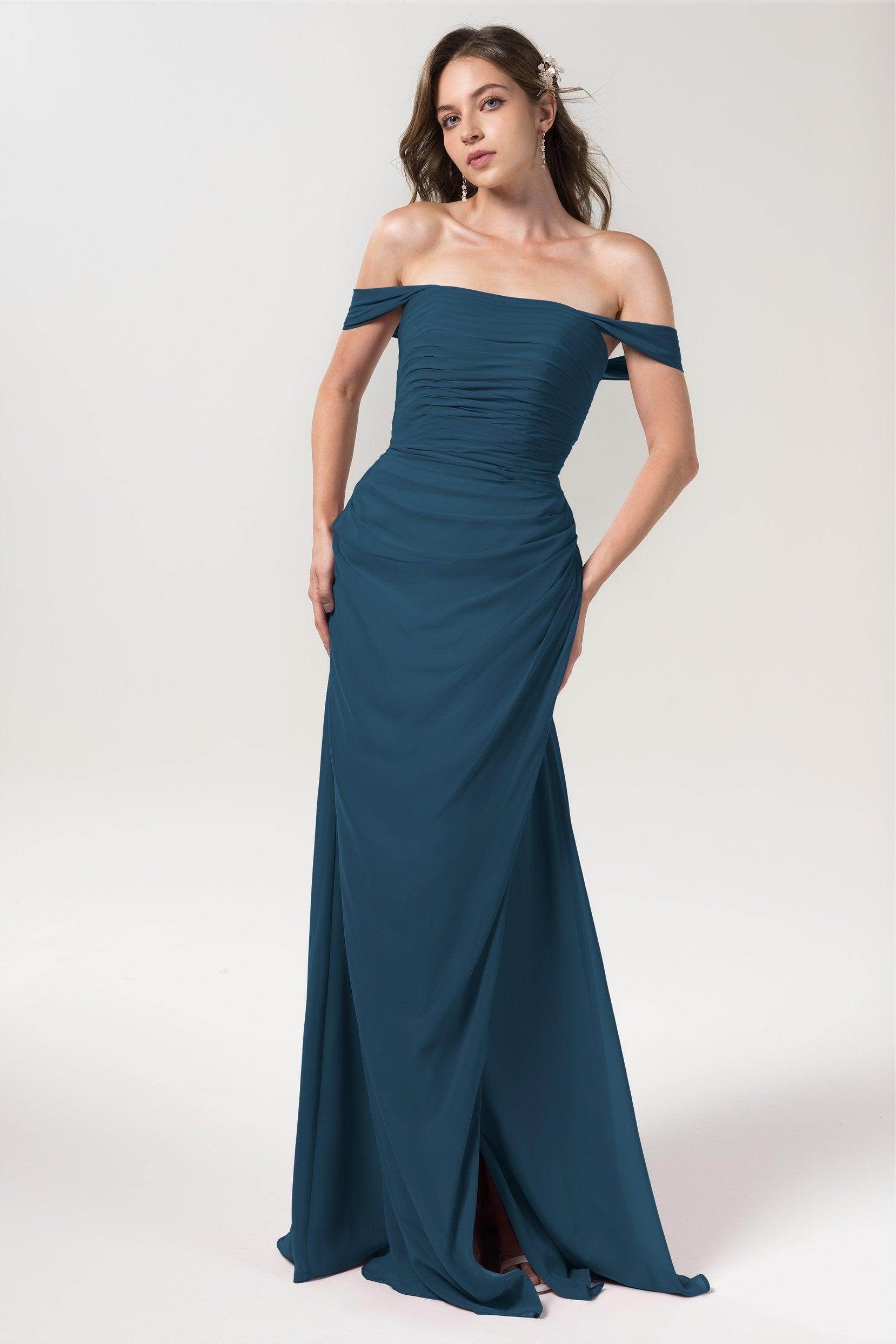 Sheath-Column Floor Length Chiffon Bridesmaid Dress Formal Dresses CB0561 - COCOMELODY