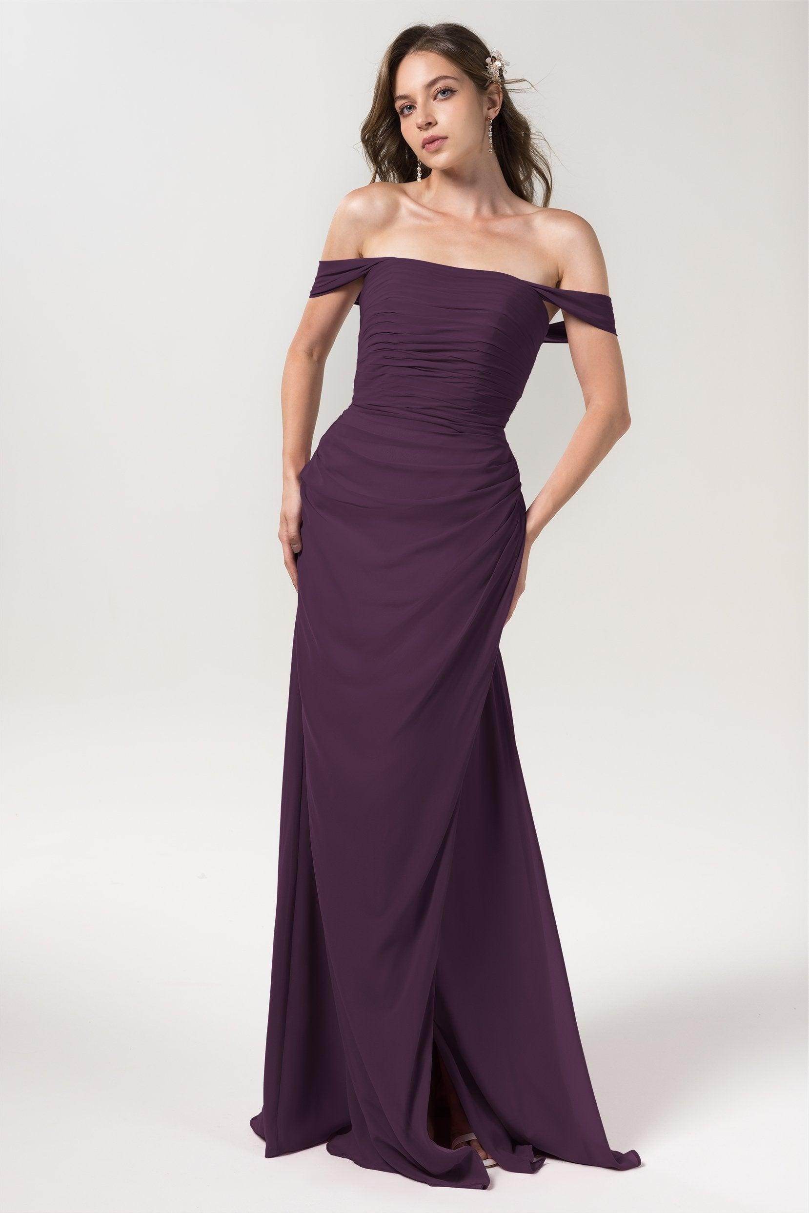 Sheath-Column Floor Length Chiffon Bridesmaid Dress Formal Dresses CB0561 - COCOMELODY