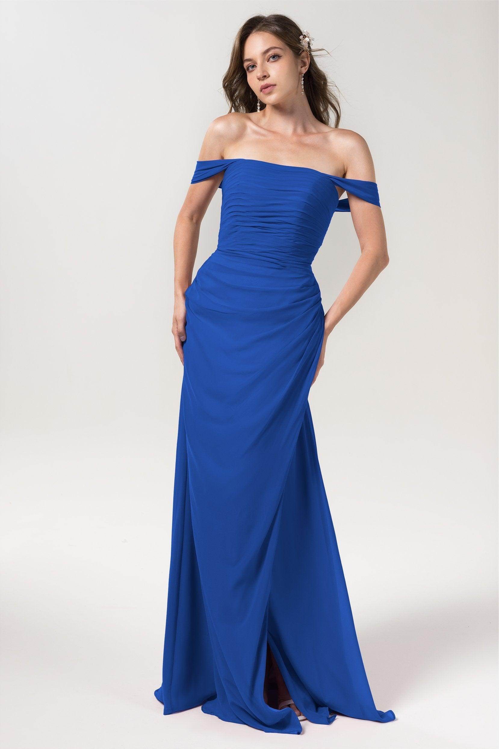 Sheath-Column Floor Length Chiffon Bridesmaid Dress Formal Dresses CB0561 - COCOMELODY