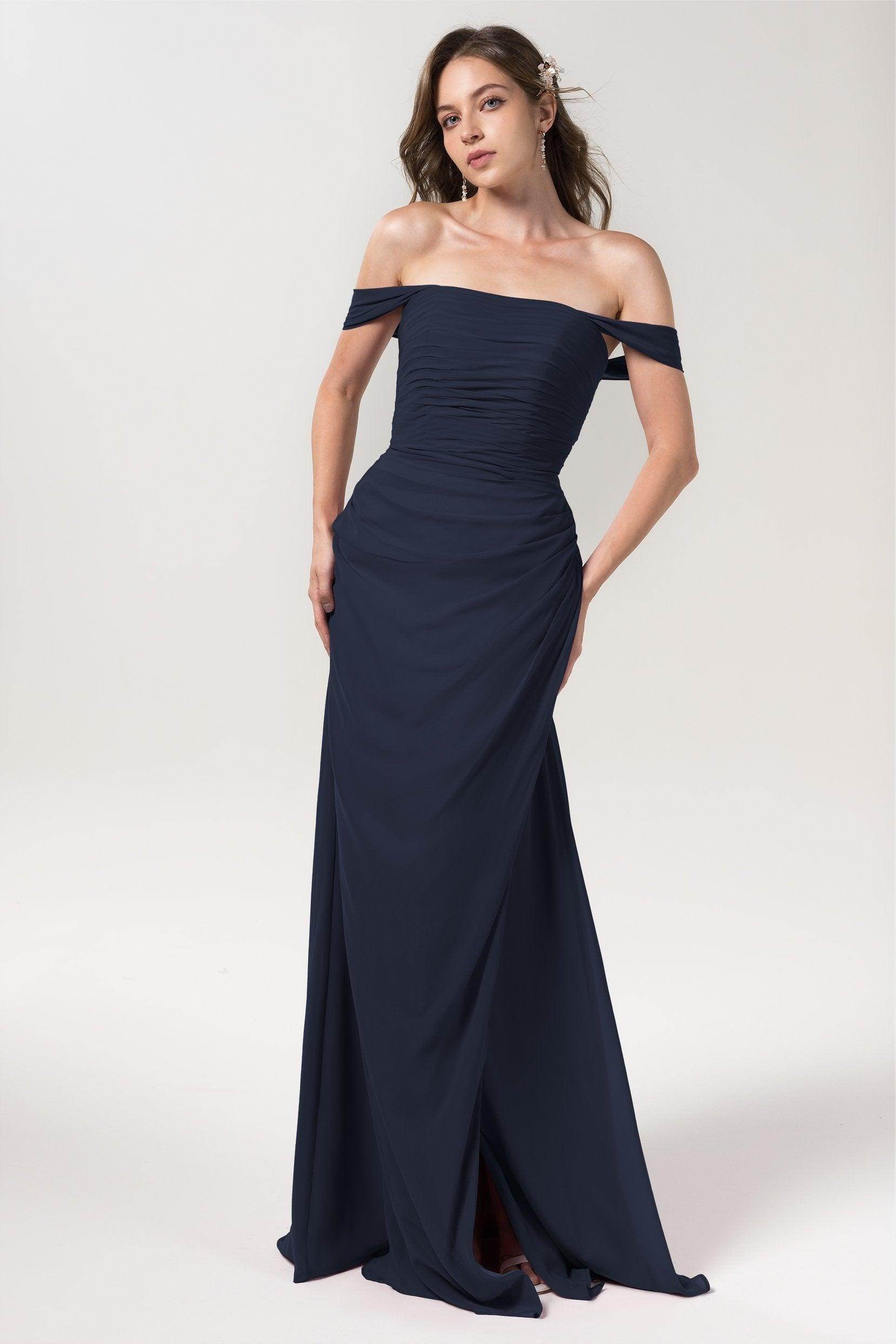 Sheath-Column Floor Length Chiffon Bridesmaid Dress Formal Dresses CB0561 - COCOMELODY