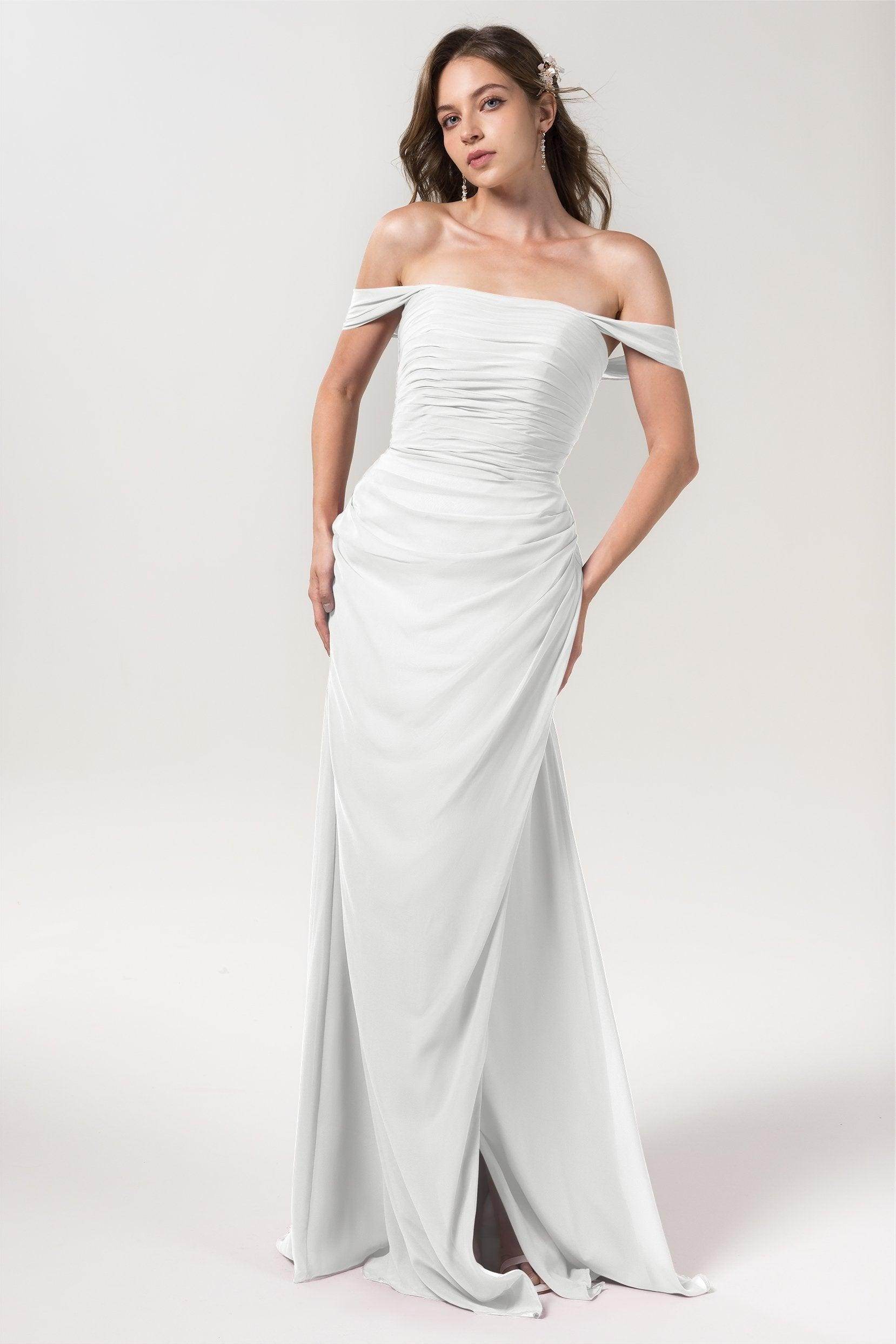 Sheath-Column Floor Length Chiffon Bridesmaid Dress Formal Dresses CB0561 - COCOMELODY