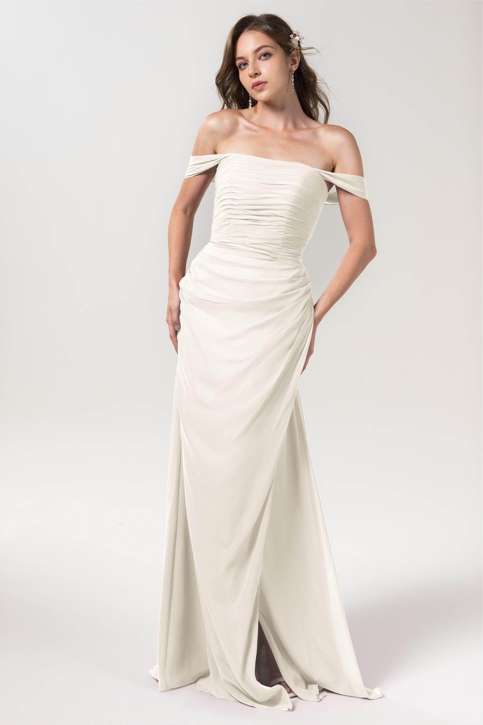 Sheath-Column Floor Length Chiffon Bridesmaid Dress Formal Dresses CB0561 - COCOMELODY