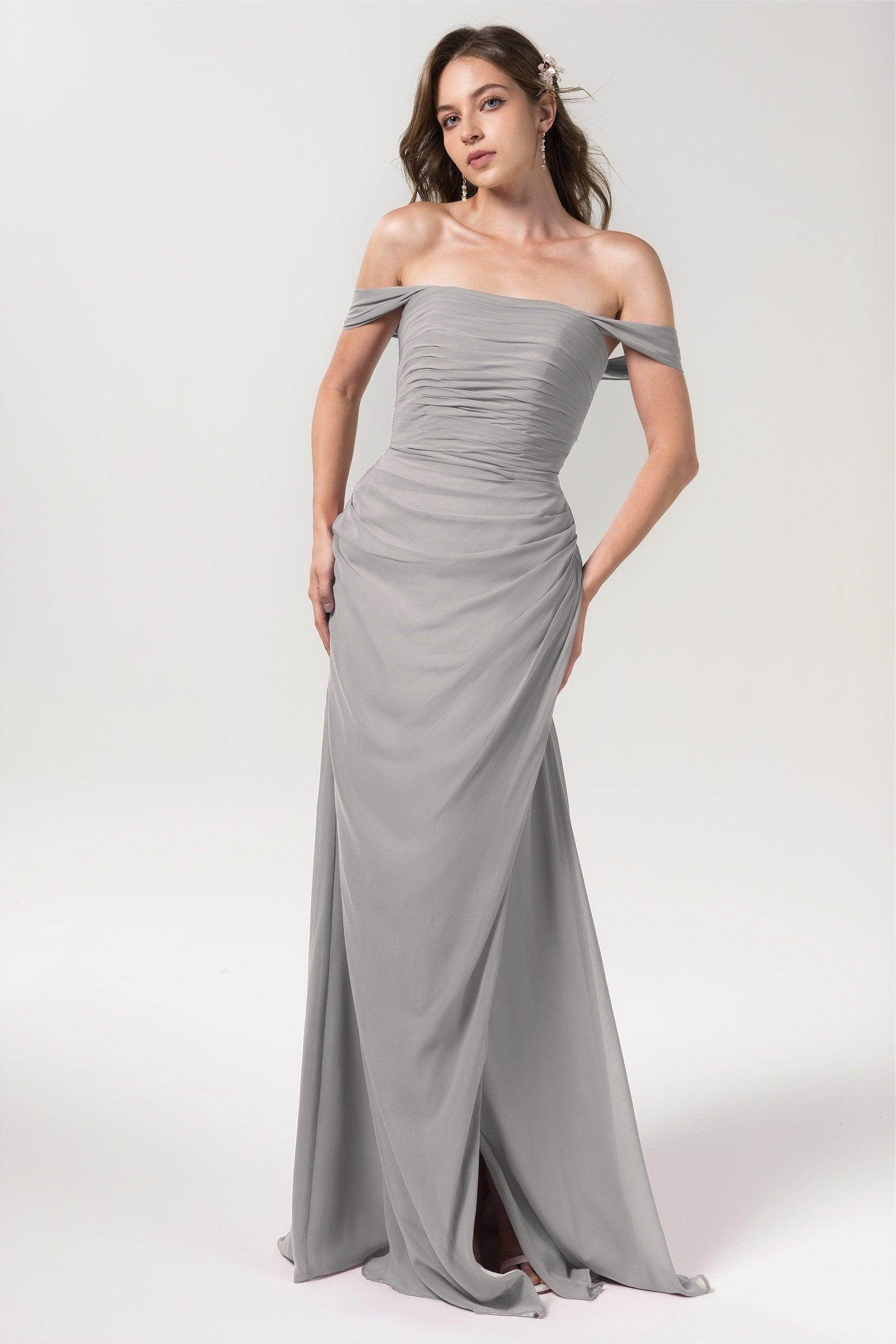 Sheath-Column Floor Length Chiffon Bridesmaid Dress Formal Dresses CB0561 - COCOMELODY