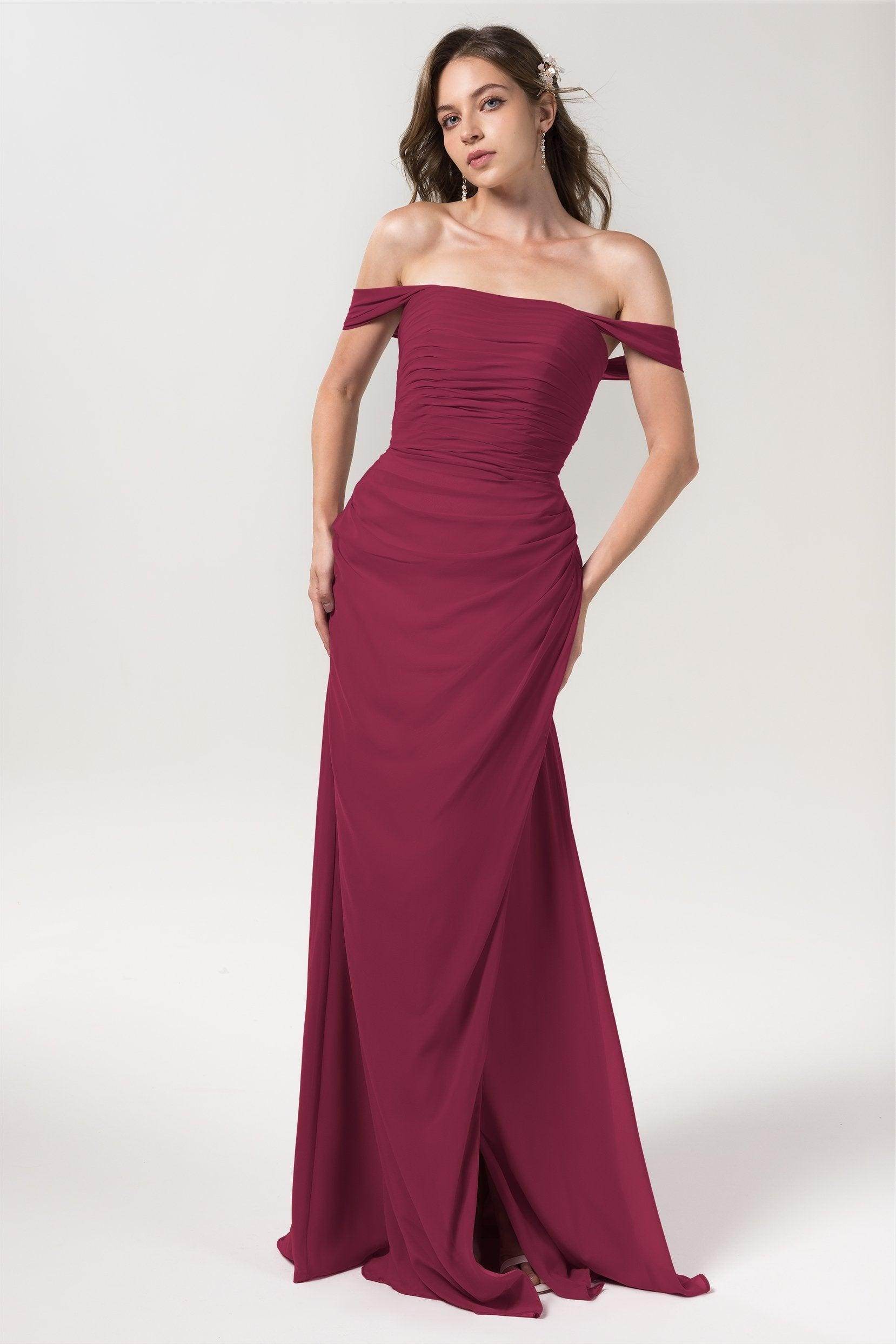 Sheath-Column Floor Length Chiffon Bridesmaid Dress Formal Dresses CB0561 - COCOMELODY